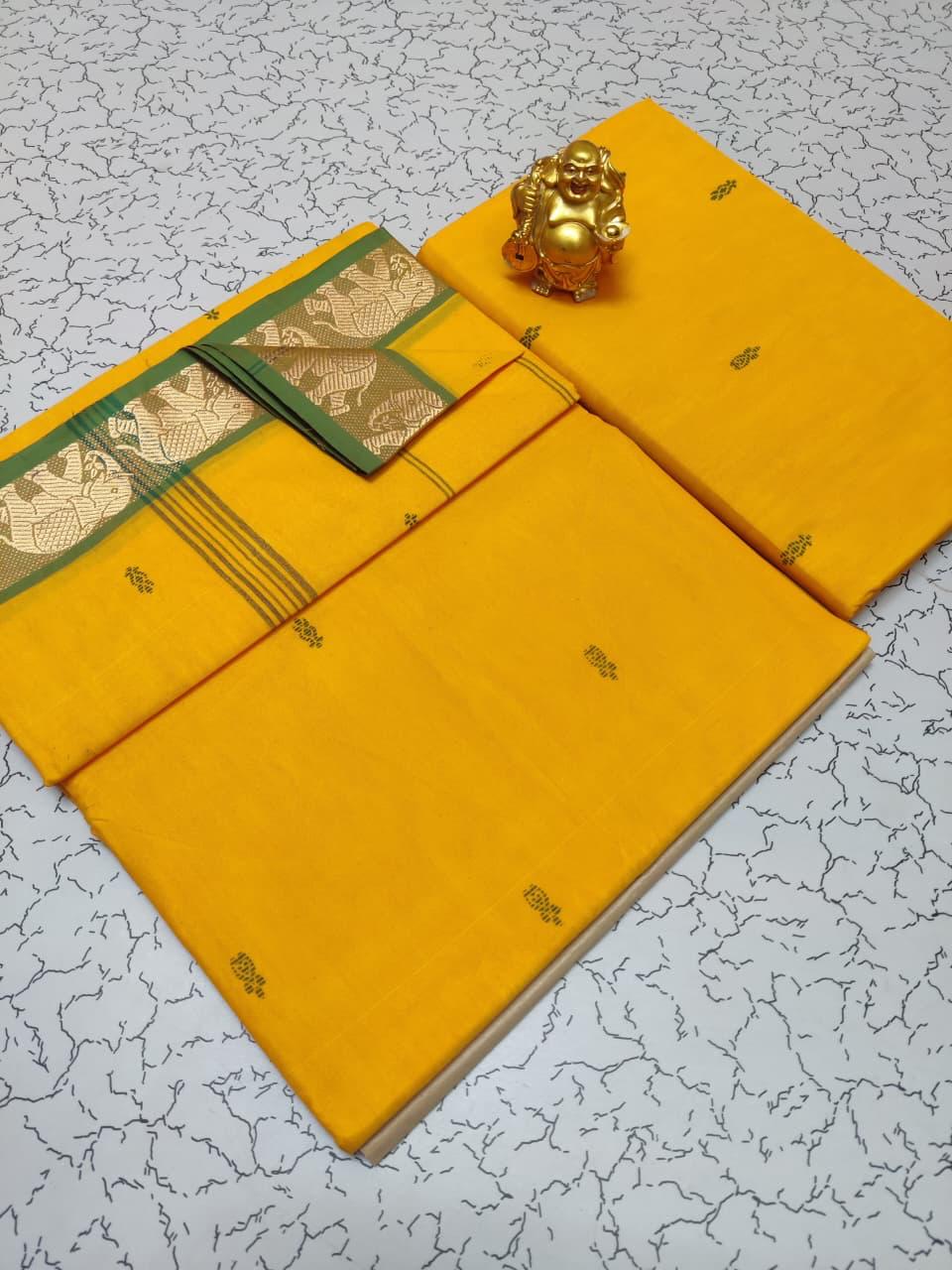 CHETTINADU COTTON SAREES - YELLOW