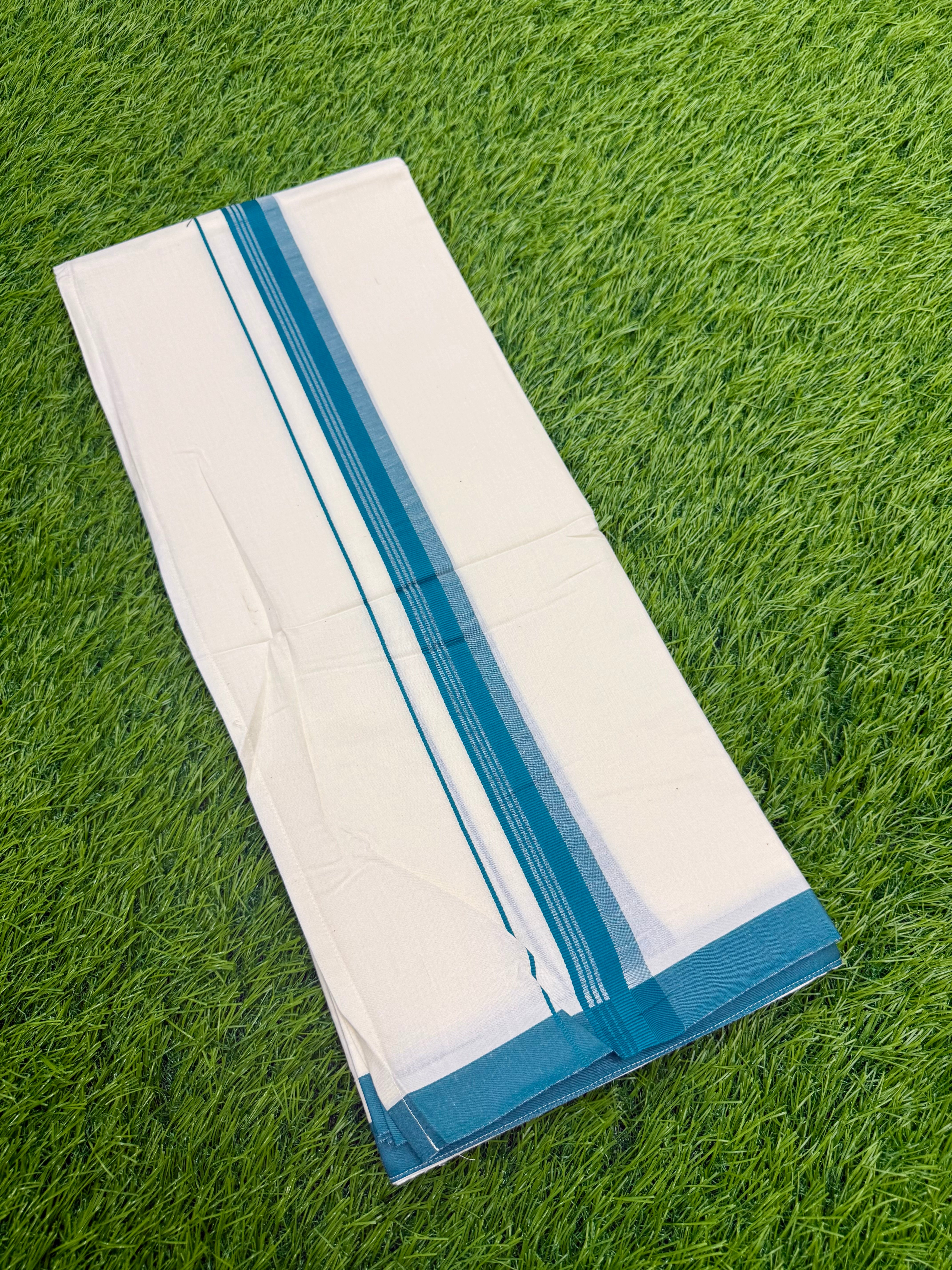 MEN'S DOUBLE DHOTI CREAM WITH FANCY BORDER - VELCRO