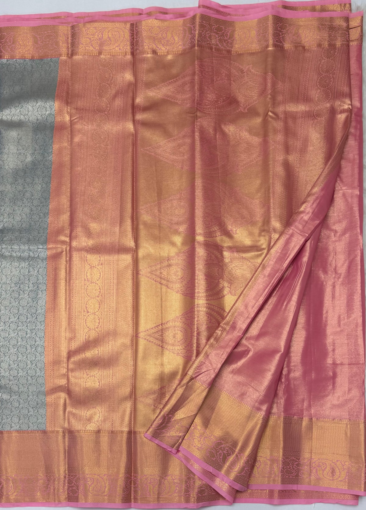 PREMIUM SEMI KANCHI TISSUE SILK SAREE - ICE BLUE
