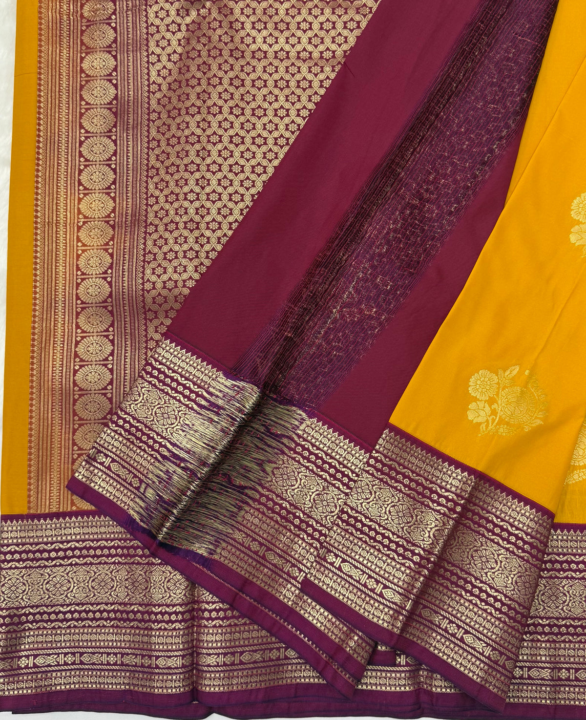 PREMIUM SEMI KANCHI SILK SAREE - MANGO YELLOW