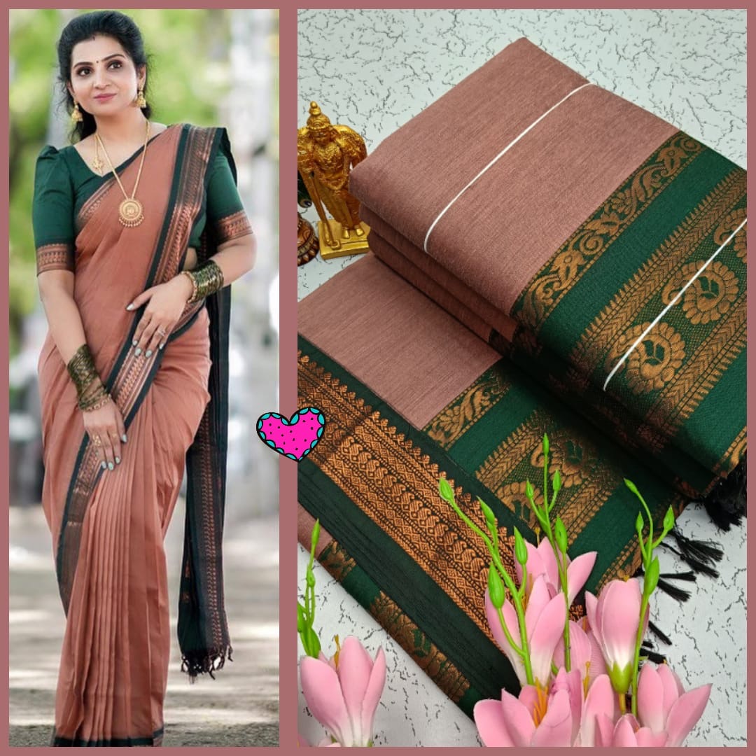 PREMIUM GADWAL/KALYANI COTTON SILK SAREES - BROWNISH COPPER
