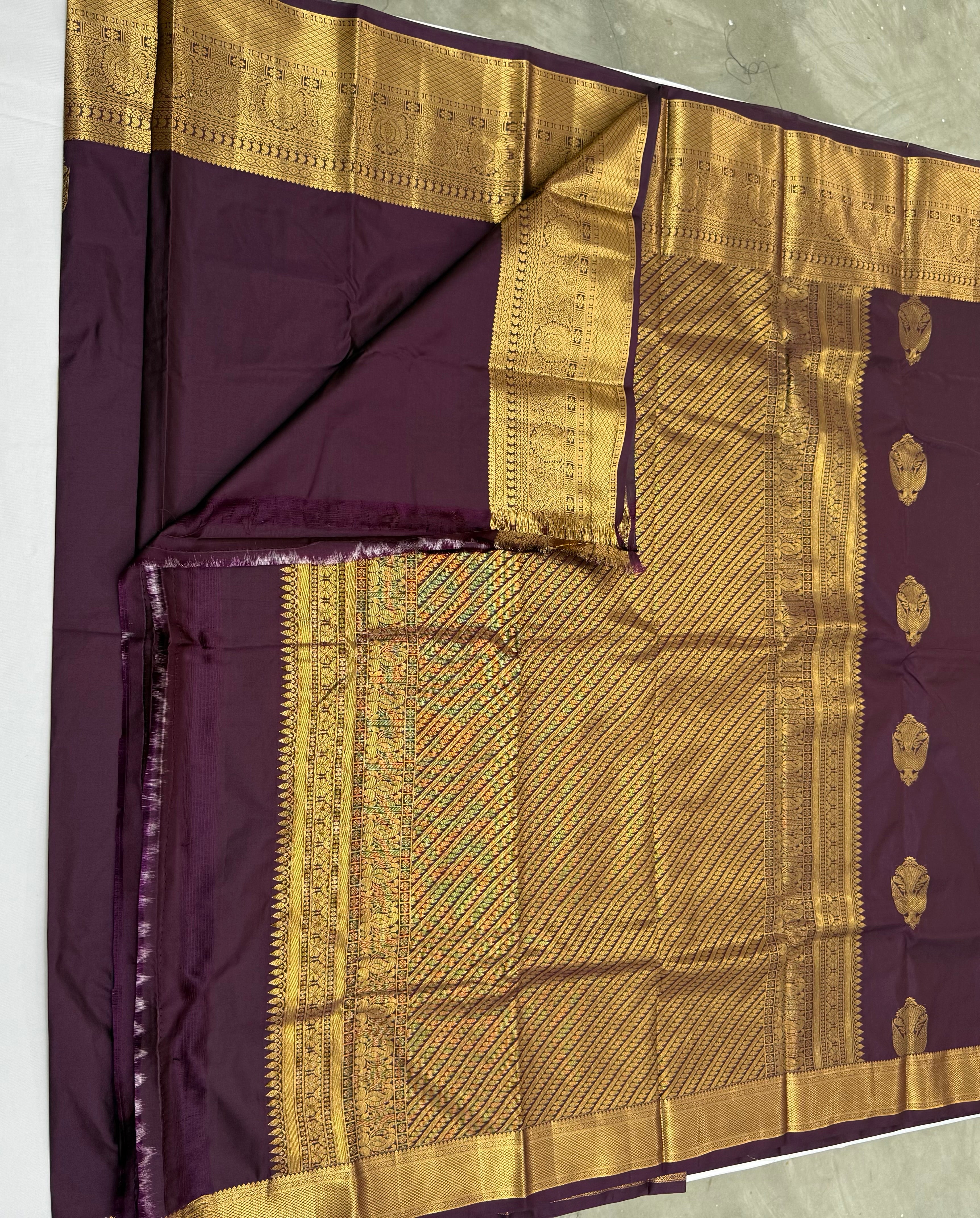 PREMIUM SEMI KANCHI SILK SAREE - MERLOT