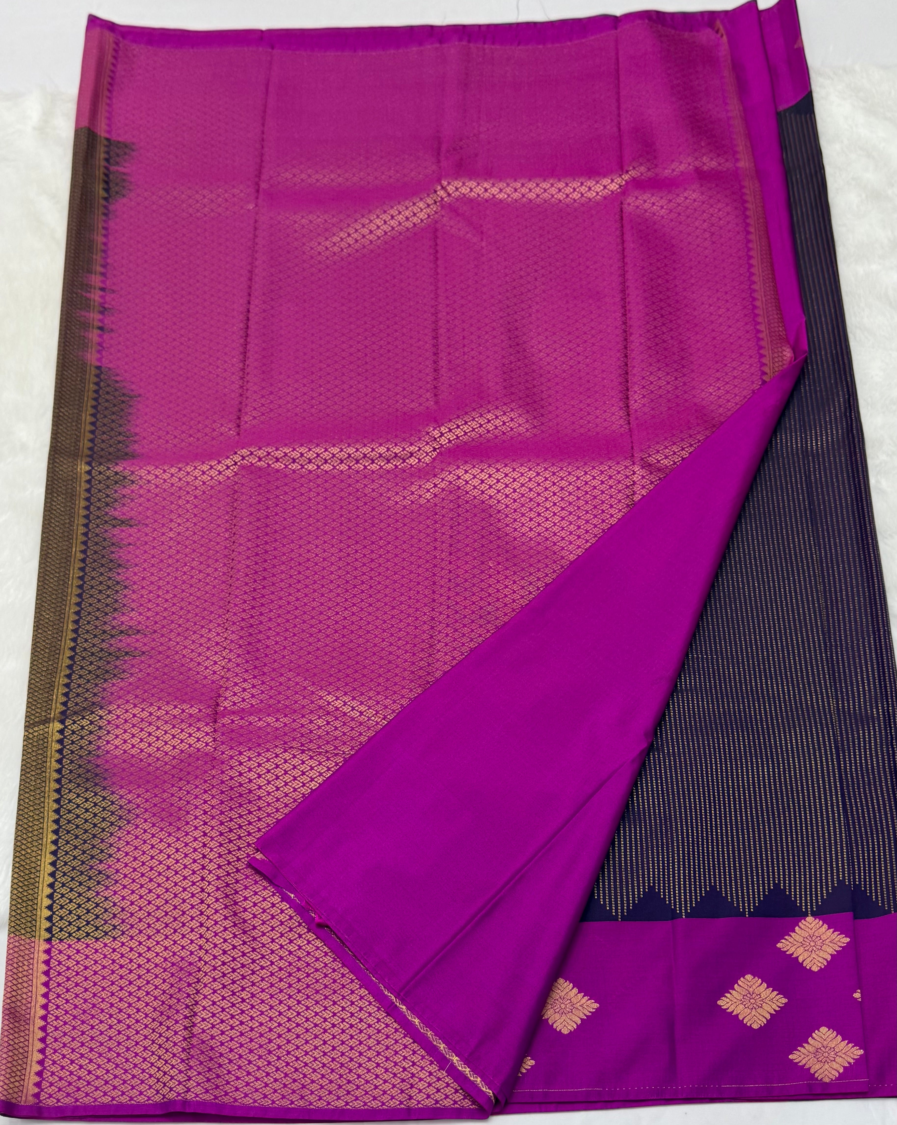 PREMIUM SEMI KANCHI SILK SAREE - MIDNIGHT PURPLE