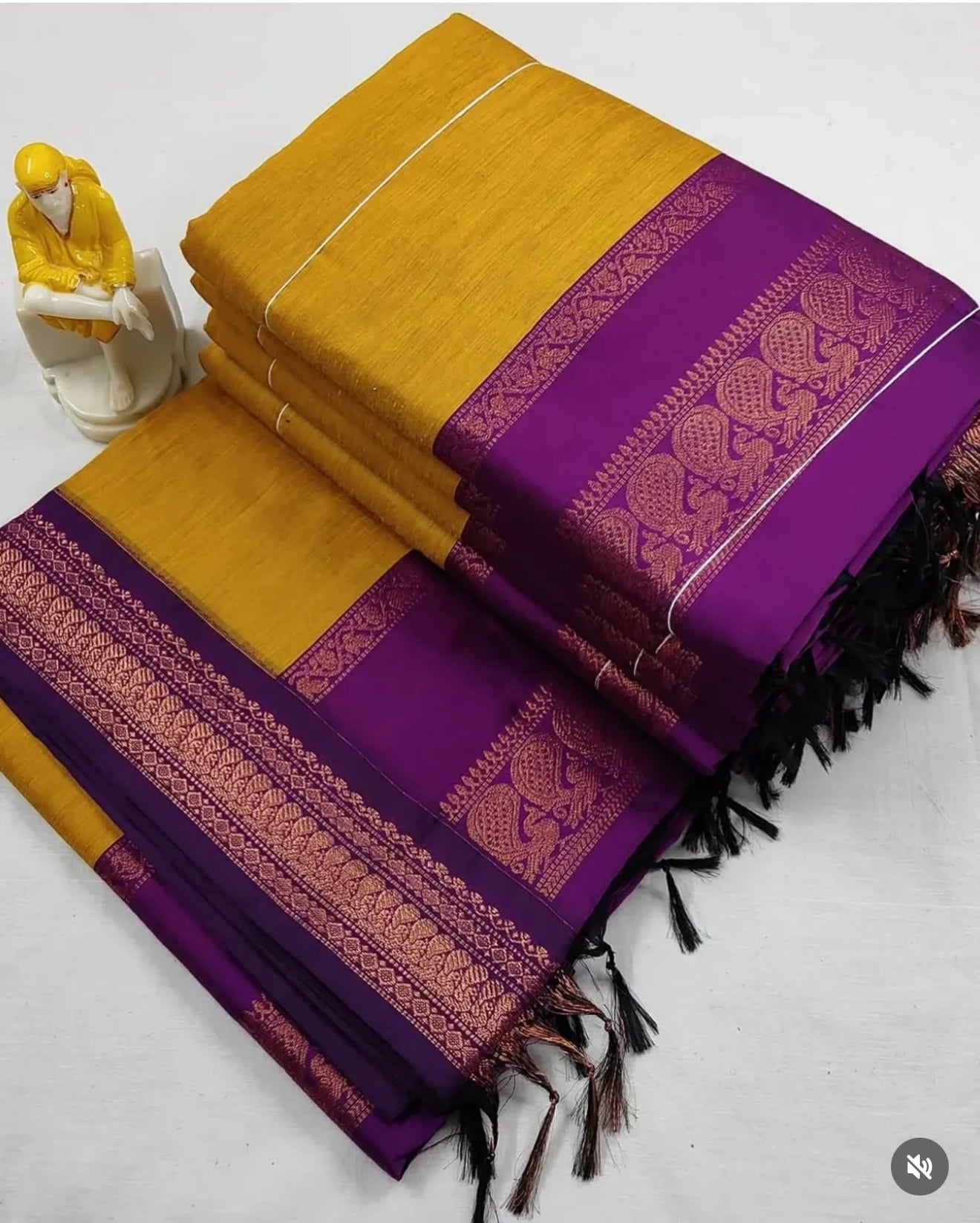 PREMIUM GADWAL/KALYANI COTTON SILK SAREES - GOLDEN YELLOW