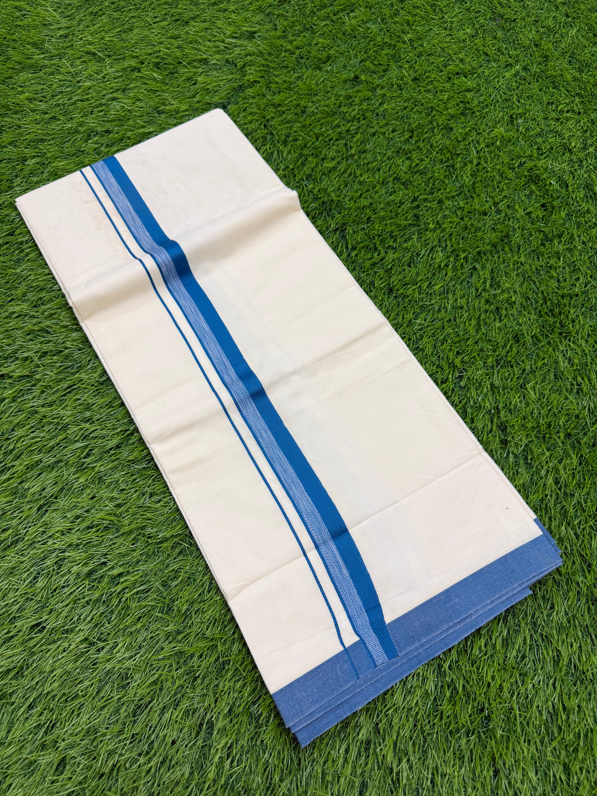MEN'S CREAM DOUBLE DHOTI WITH FANCY BORDER