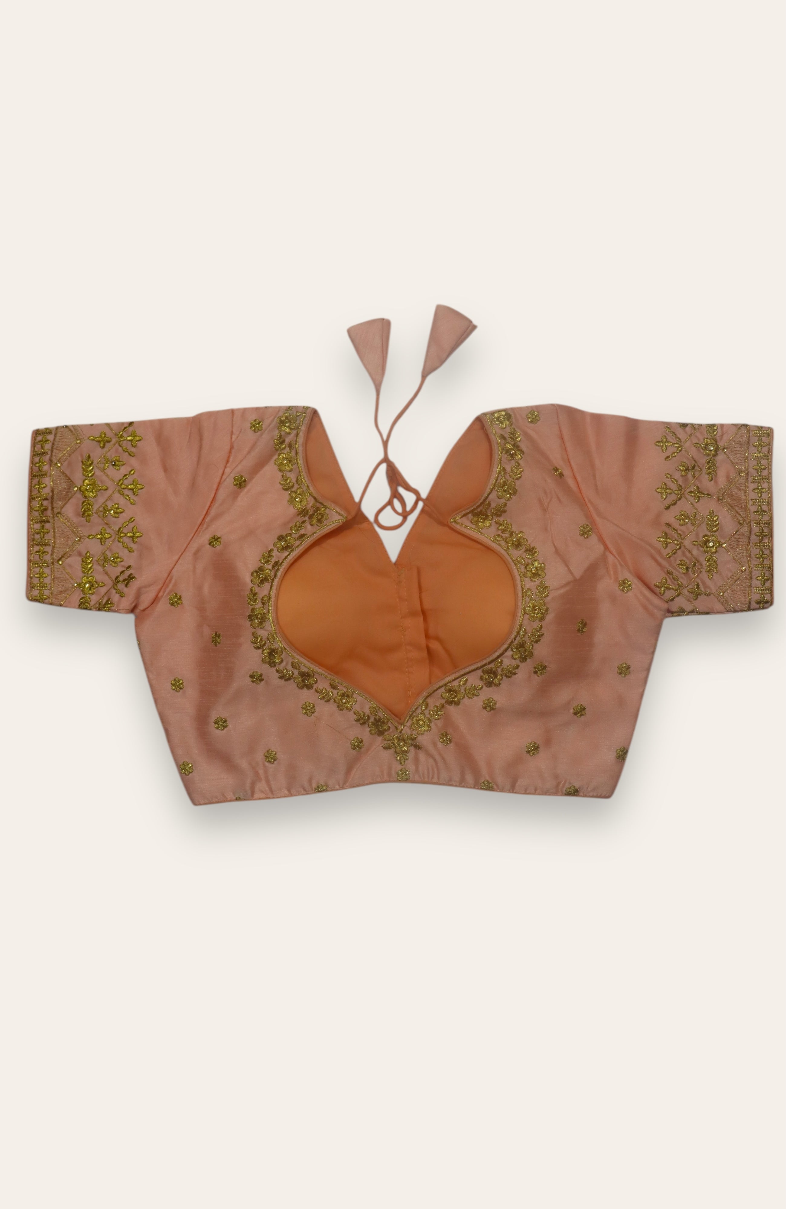AARI WORK READYMADE SAREE BLOUSE - PEACH