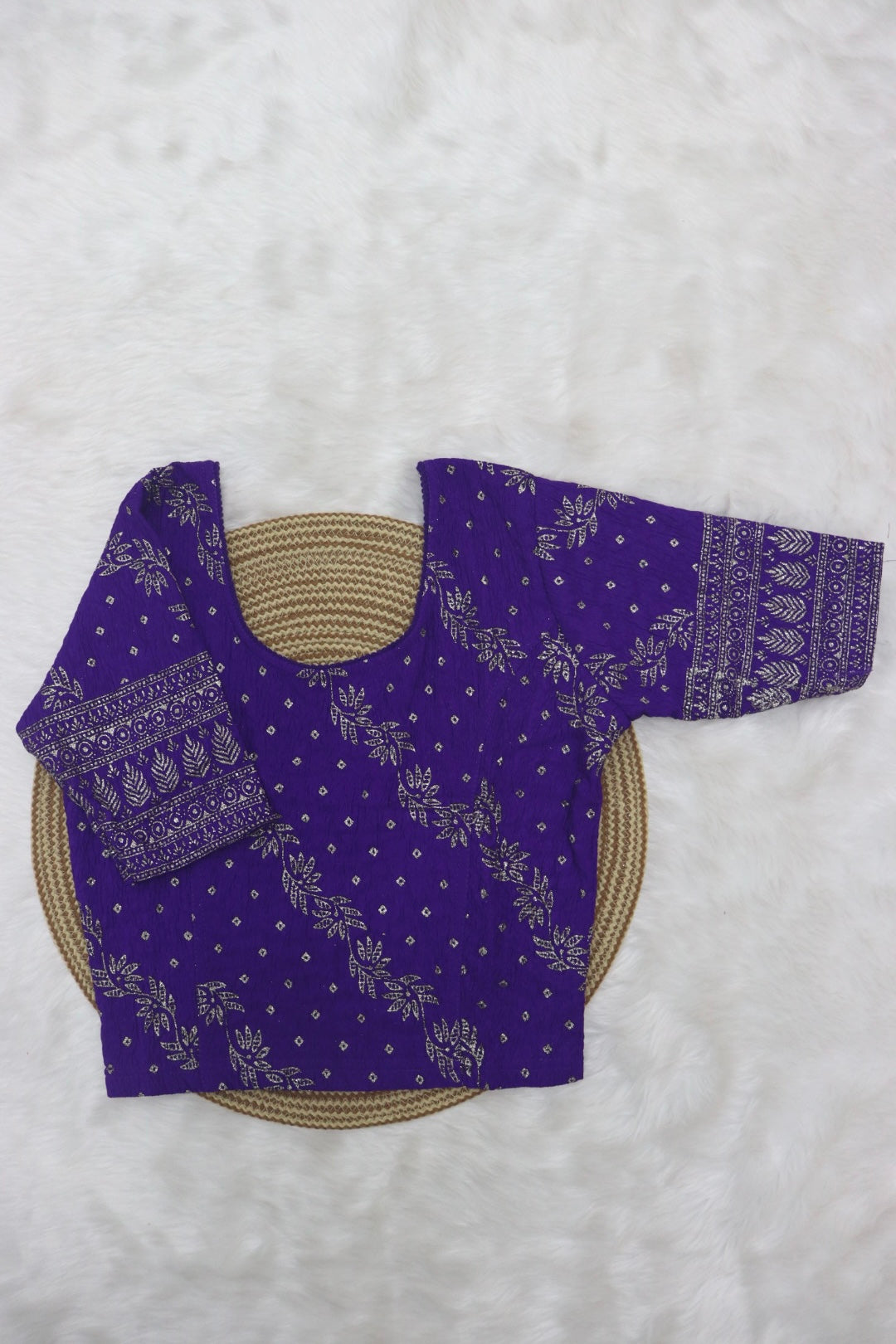 FLORAL PRINTED STRETCHABLE BLOUSE - PURPLE