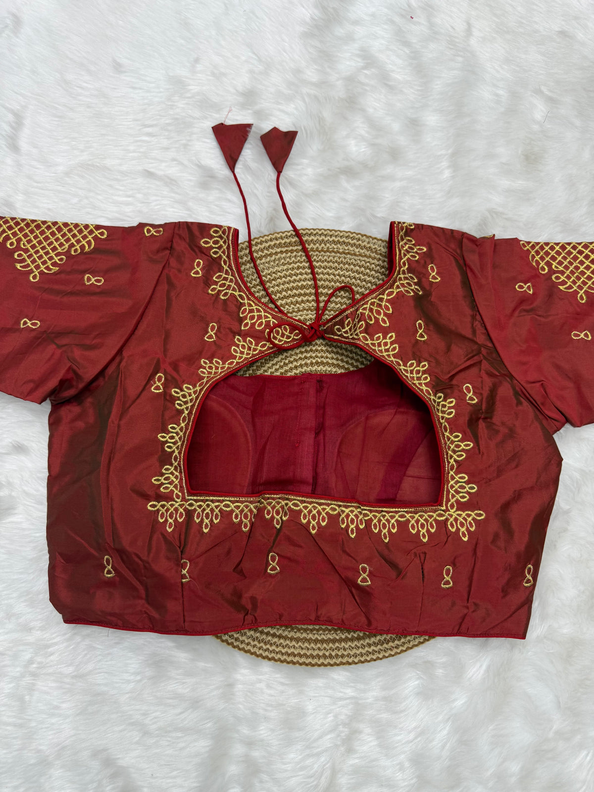 BRIDAL AARI WORK READY TO WEAR SAREE BLOUSE - MAROON