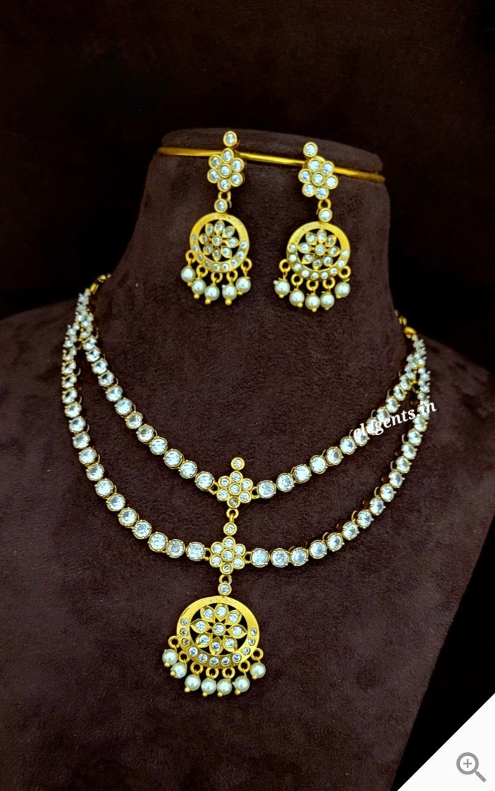 2 LINE ATTIGAI NECKLACE SET - WHITE