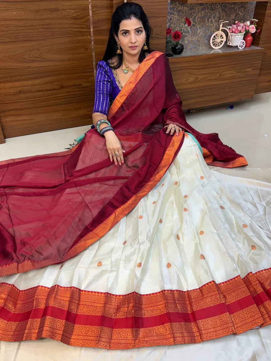 TRADITIONAL DESIGNER DHAVANI SET - RED