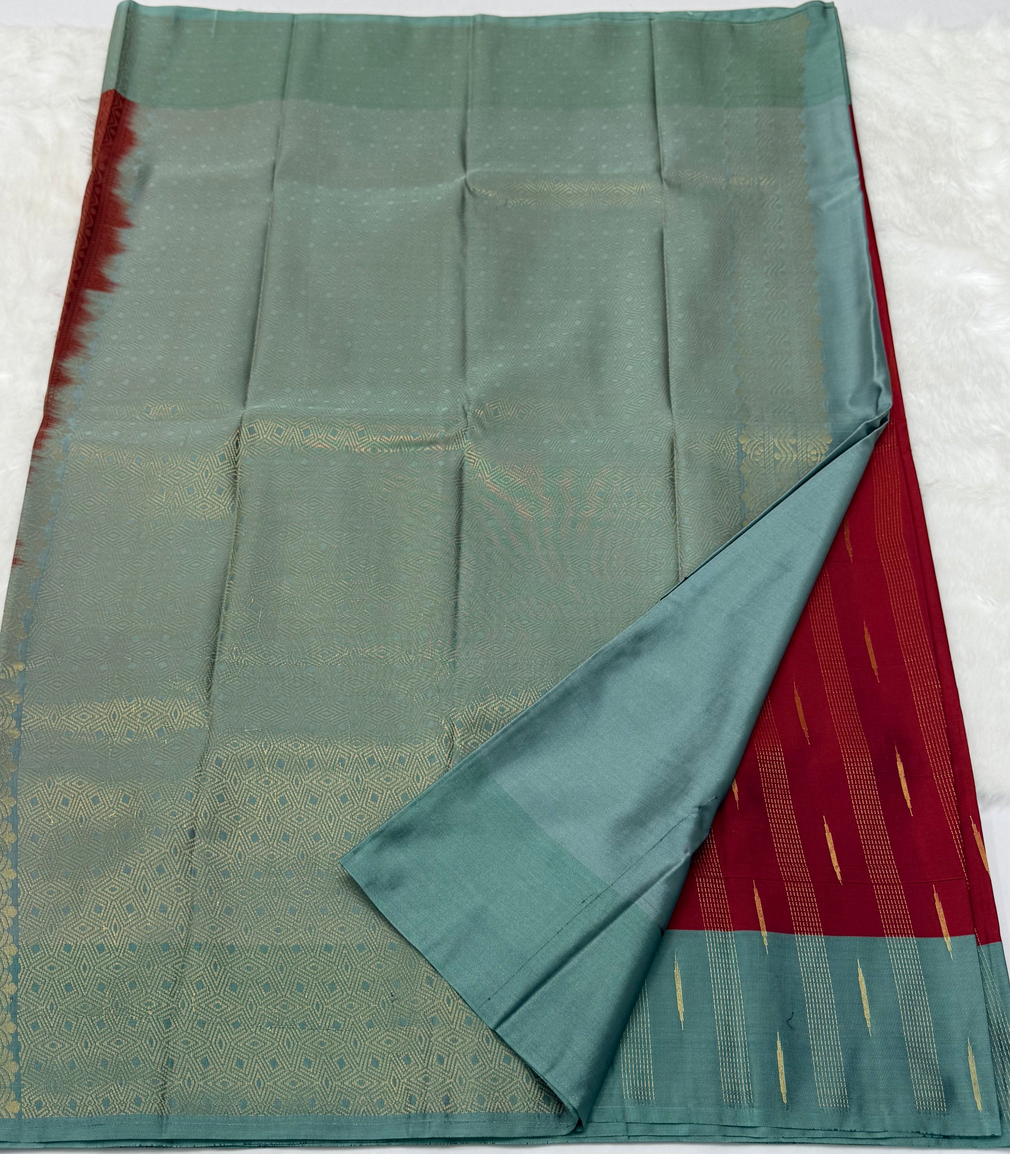 PREMIUM SEMI KANCHI SILK SAREE - DEEP MAROON