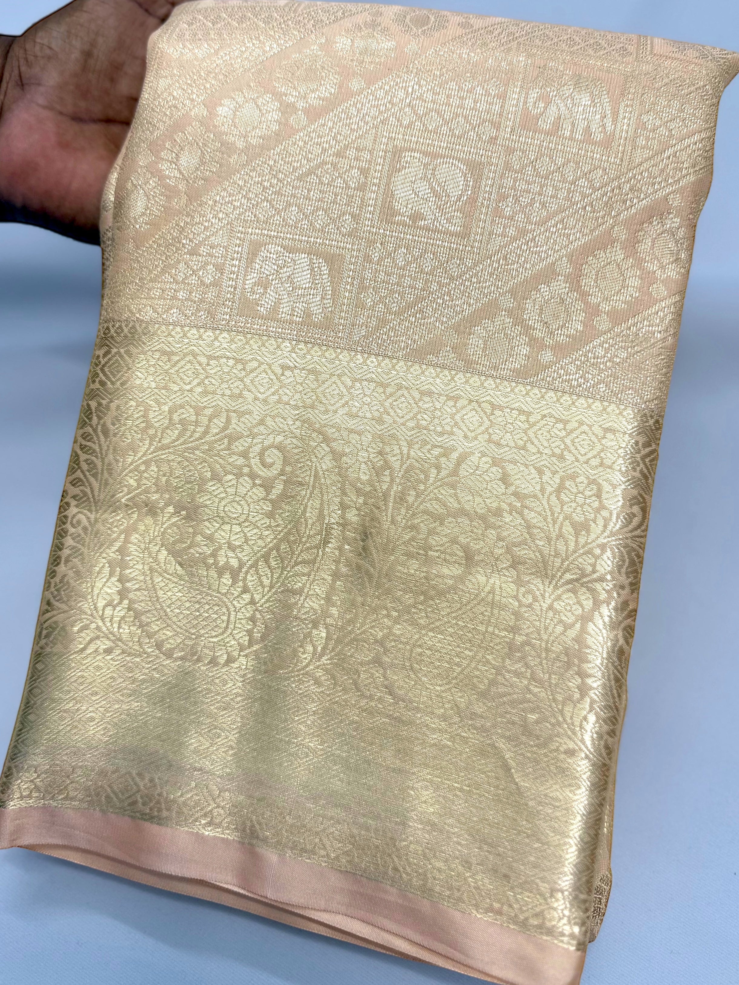 PREMIUM SEMI KANCHI SILK SAREE - PEACH