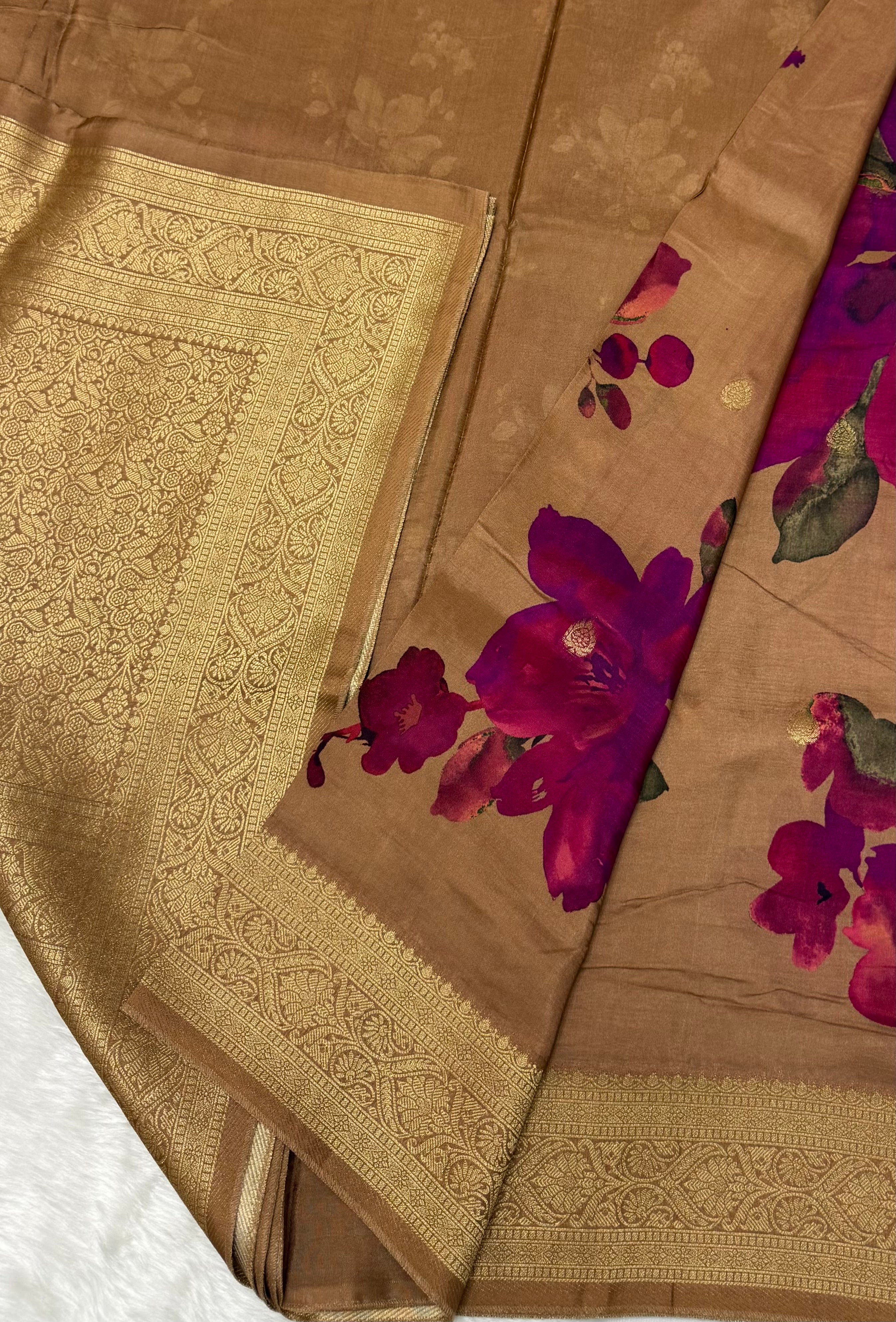 PREMIUM FLORAL PRINTED MASAKALI SAREE - MULTICOLOUR