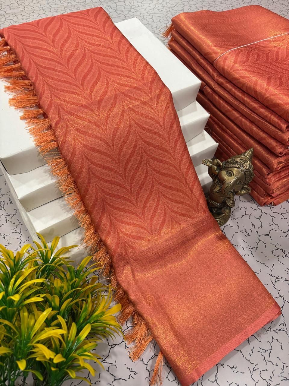 PURE DIGITAL SOFTY SAREE - DARK ORANGE