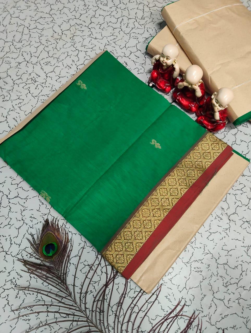 CHETTINADU COTTON SAREES - GREEN