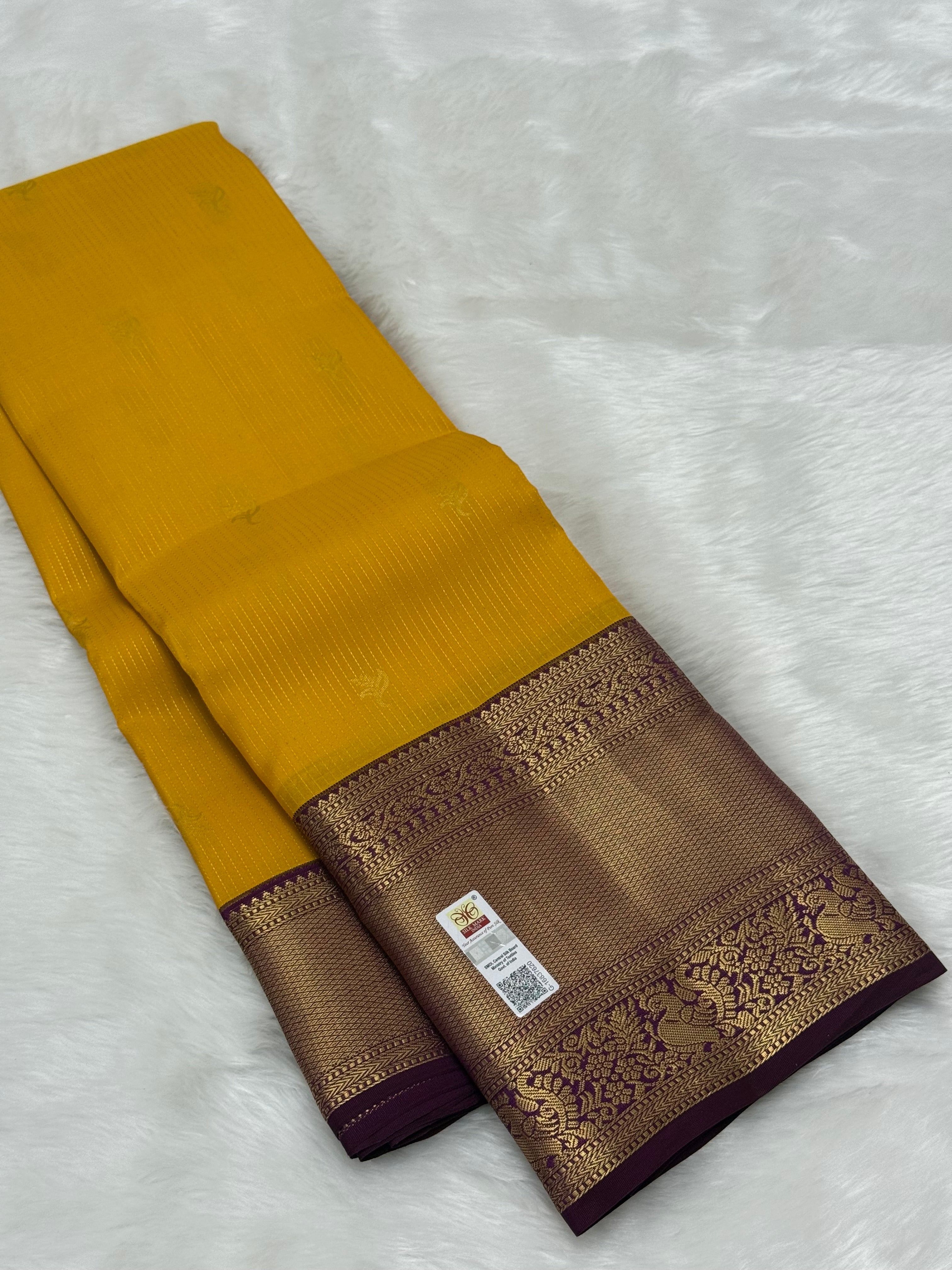 KANCHIPURAM PURE SILK SAREE | SILKMARK® CERTIFIED - AMBER