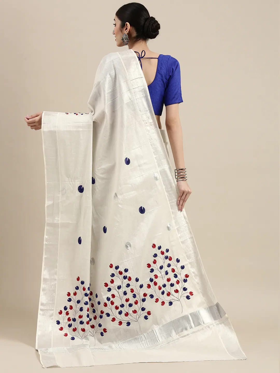 KERALA TISSUE SILK SAREE WITH SILVER BORDER