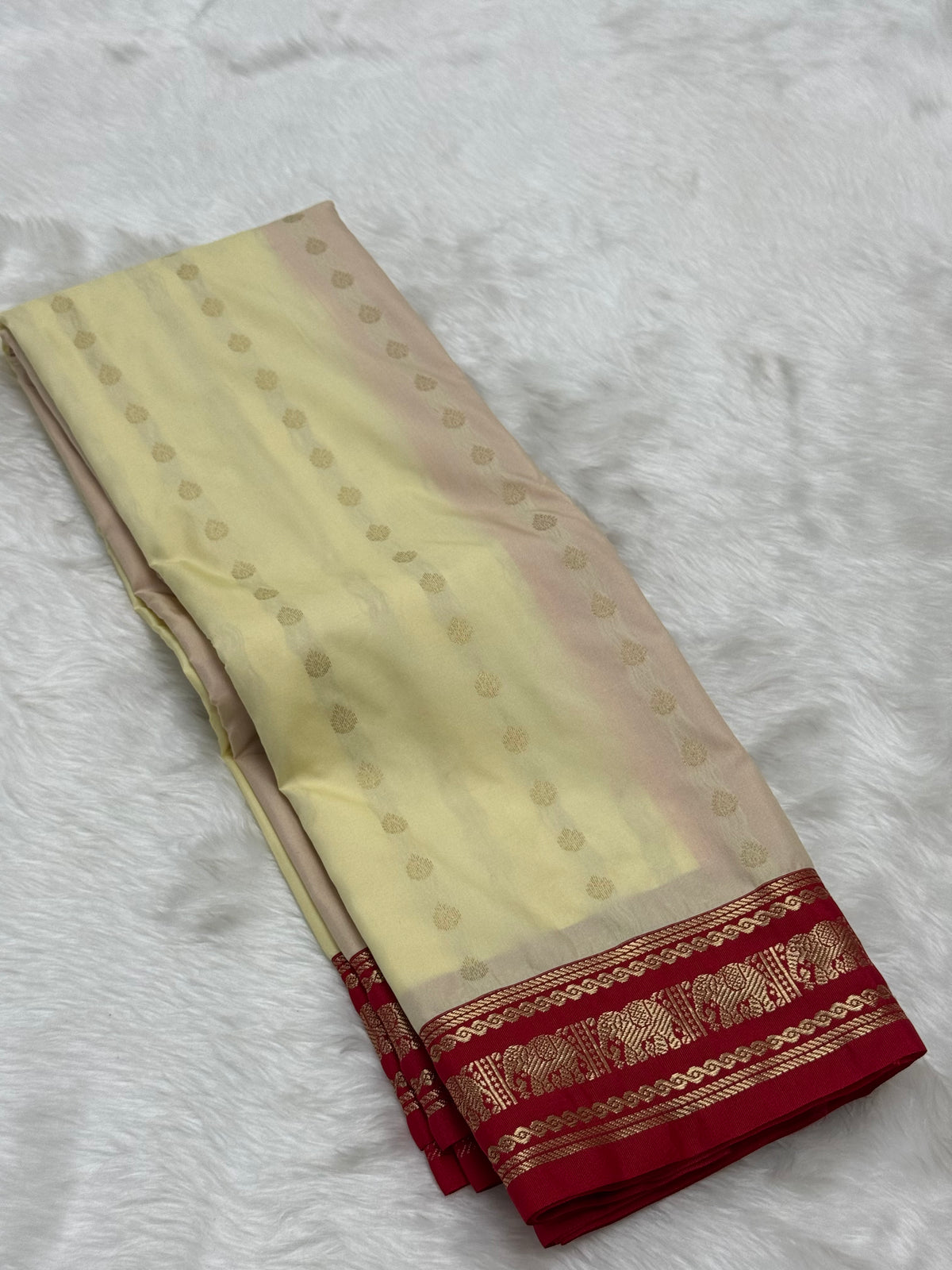 PREMIUM SEMI KANCHI SILK SAREE - CREAM