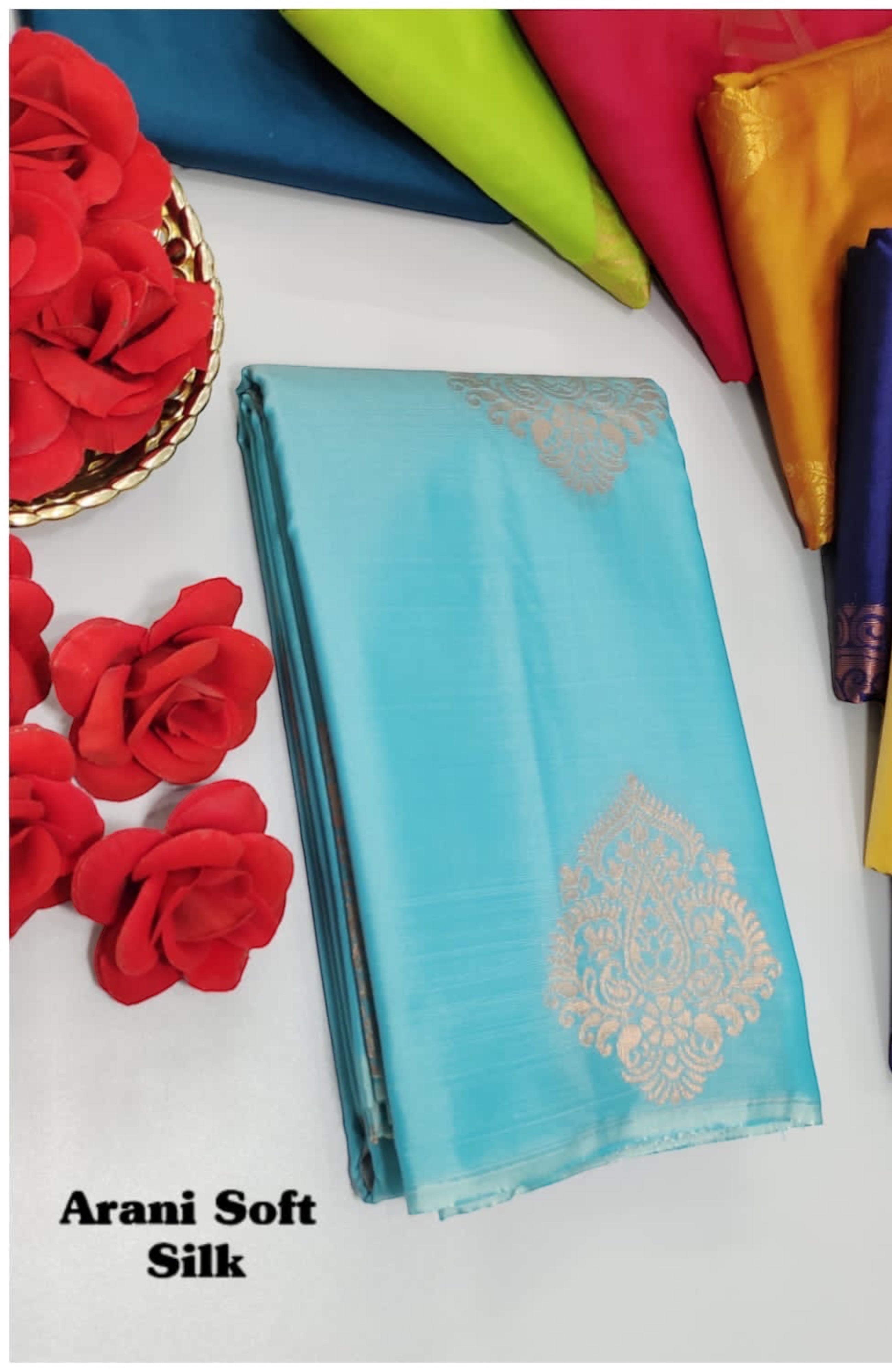 ARANI SOFT SILK SAREES - SKY BLUE