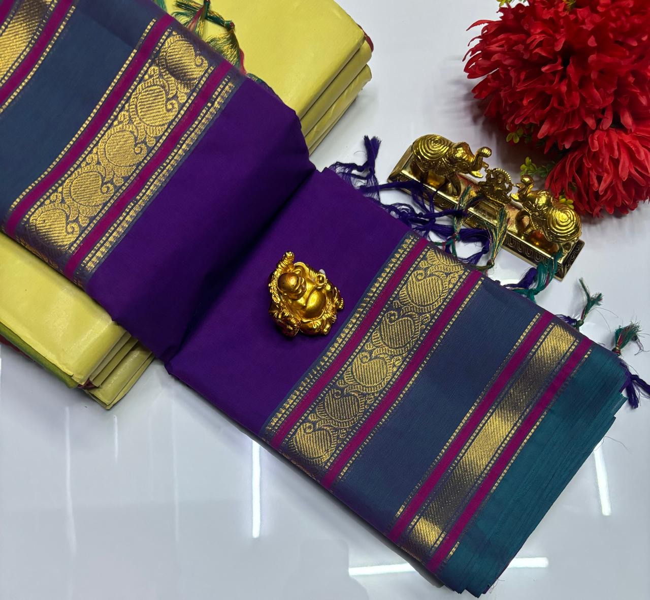 PURE KANCHI COTTON SAREES - VIOLET