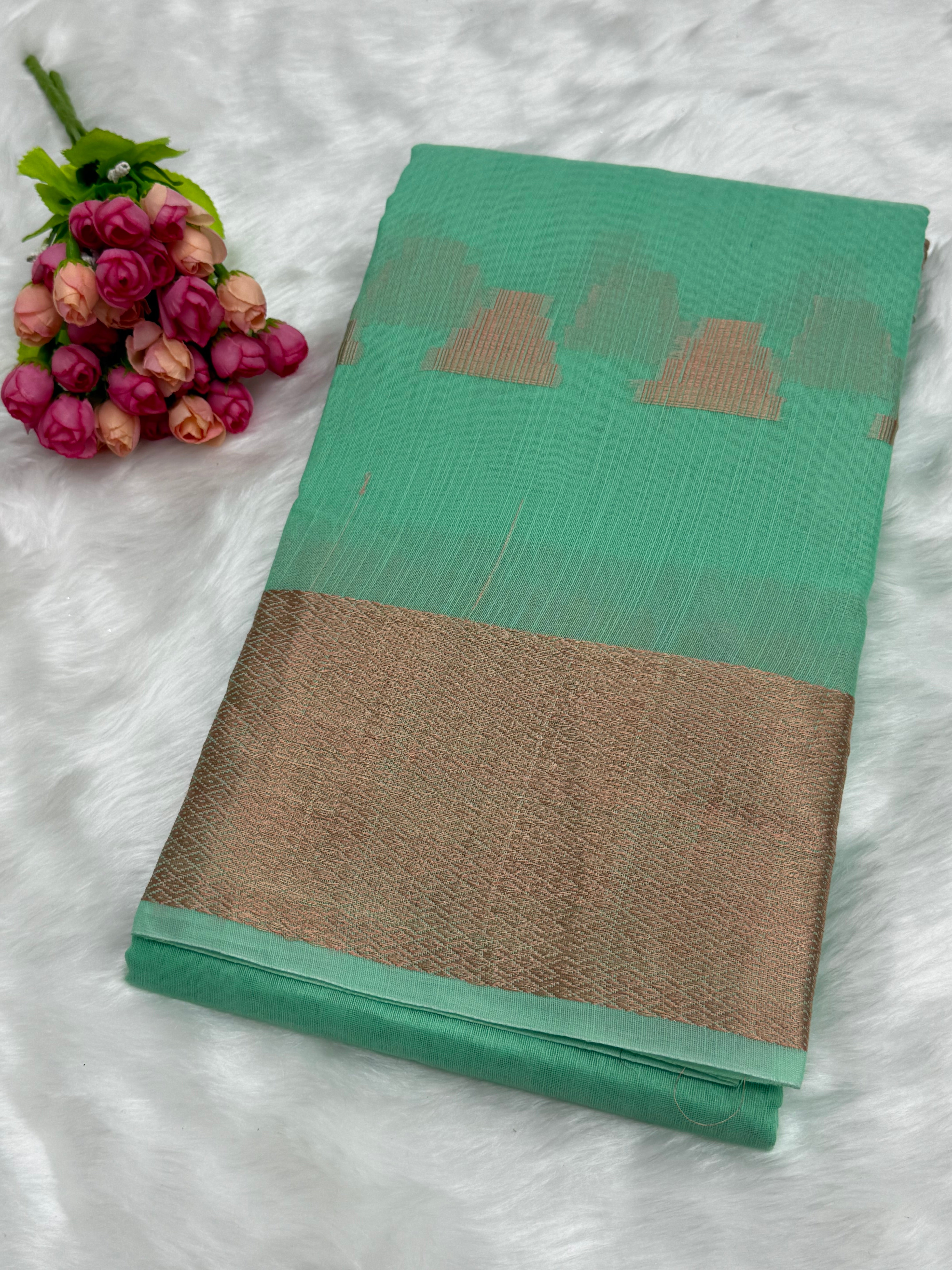 CHANDERI COTTON SILK SAREE - SEAFOAM