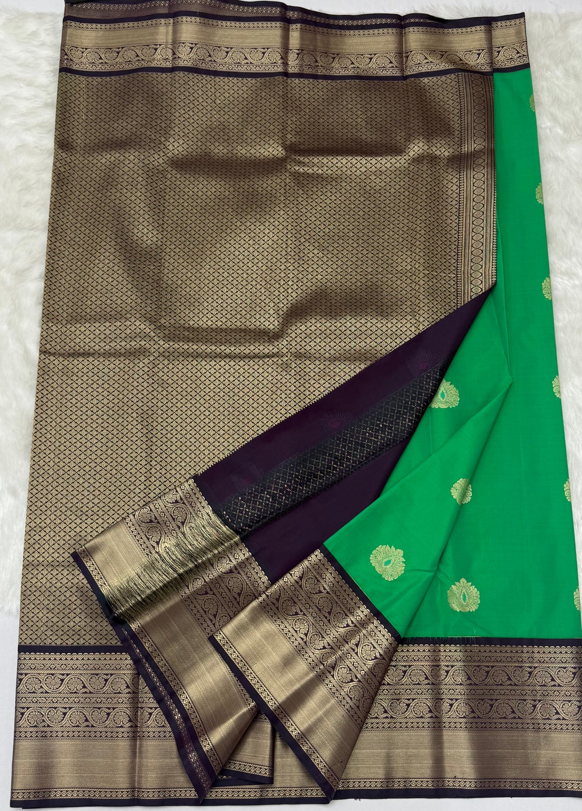 PREMIUM SEMI KANCHI SILK SAREE - JADE GREEN