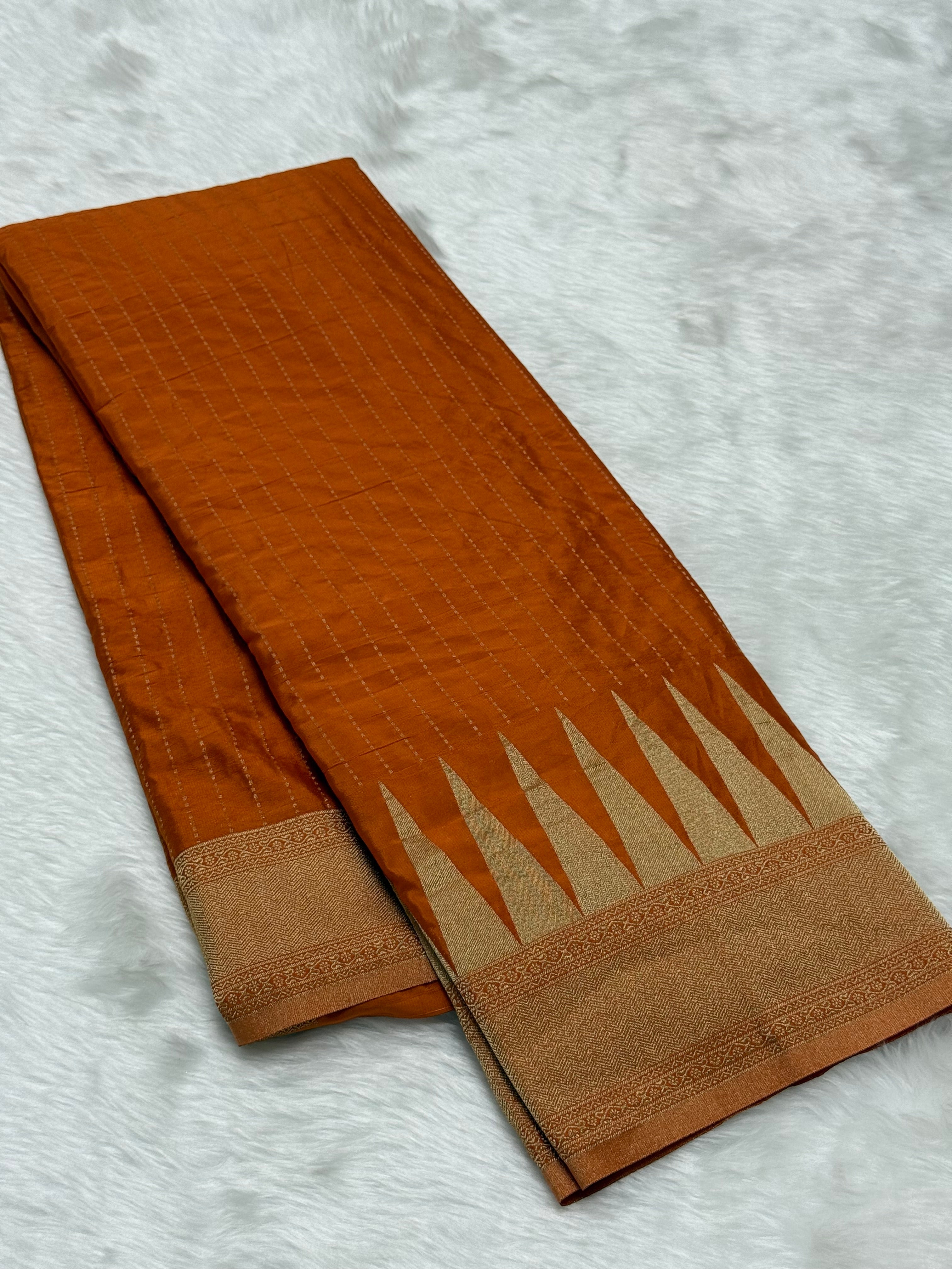TRENDING DESIGNER BANARAS SILK SAREE - PUMPKIN ORANGE