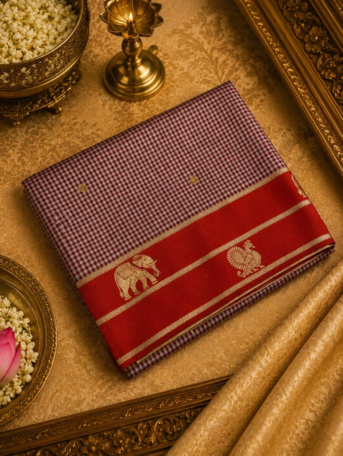 PREMIUM SEMI KANCHI SILK SAREE - RED