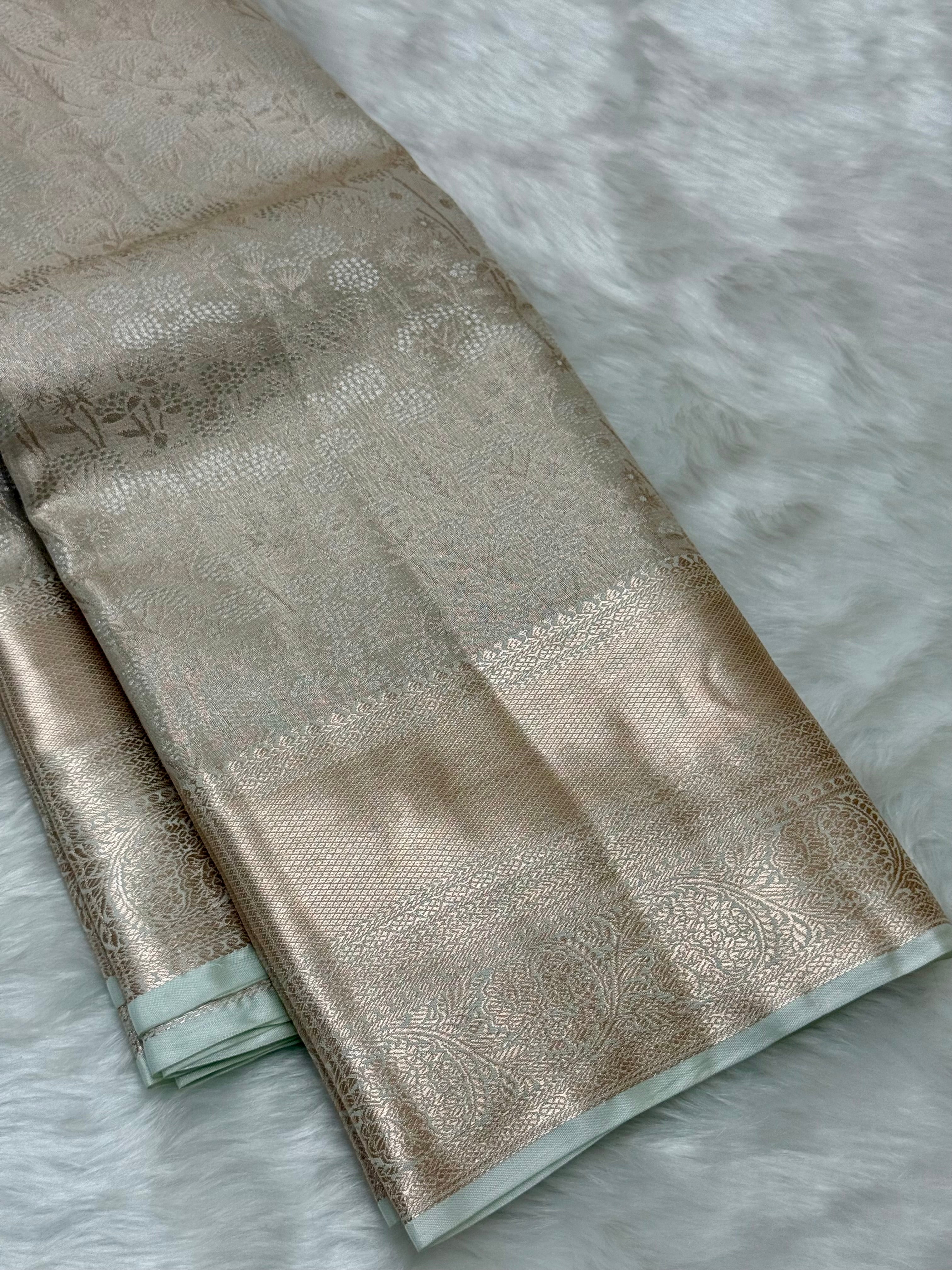 PREMIUM SEMI KANCHI TISSUE SILK SAREE - CREAM