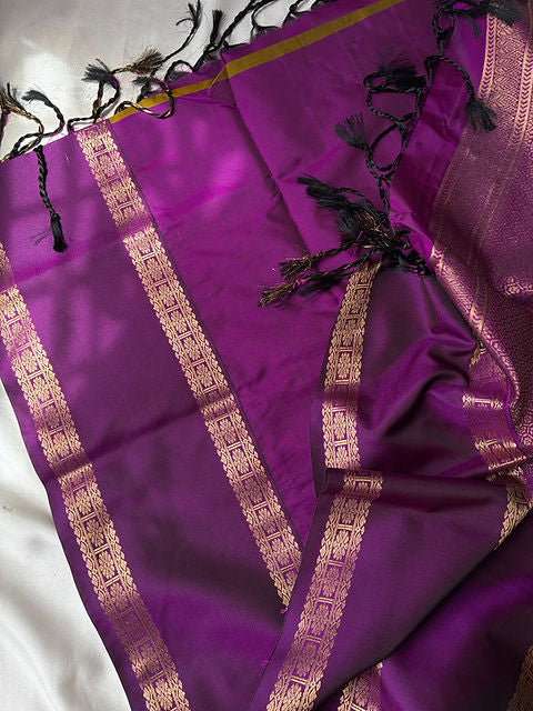 PREMIUM YELLOW TEAL PAALUM PAZHAMUM SAREE