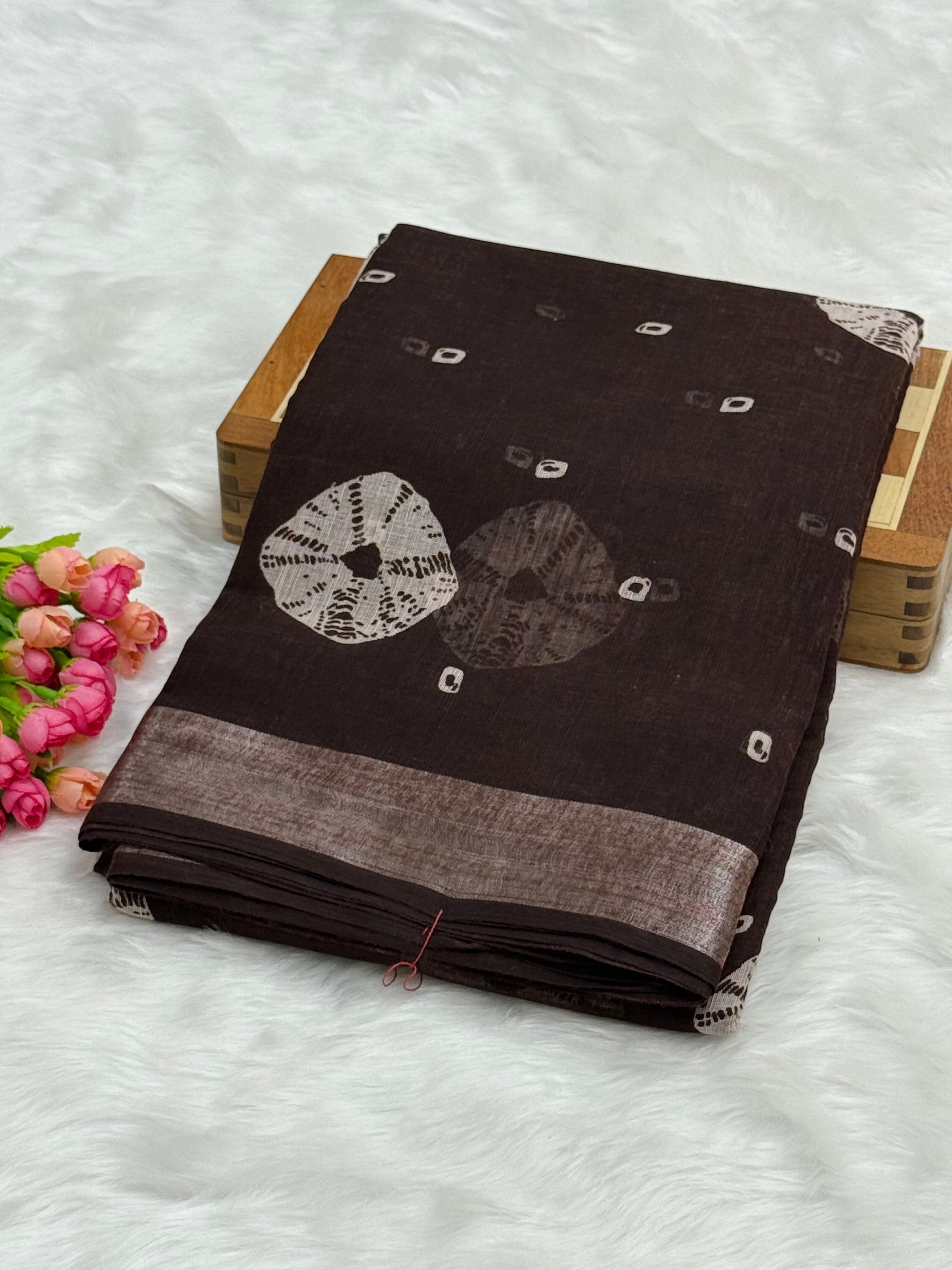 FANCY DOLLA SILK SAREE - BROWN