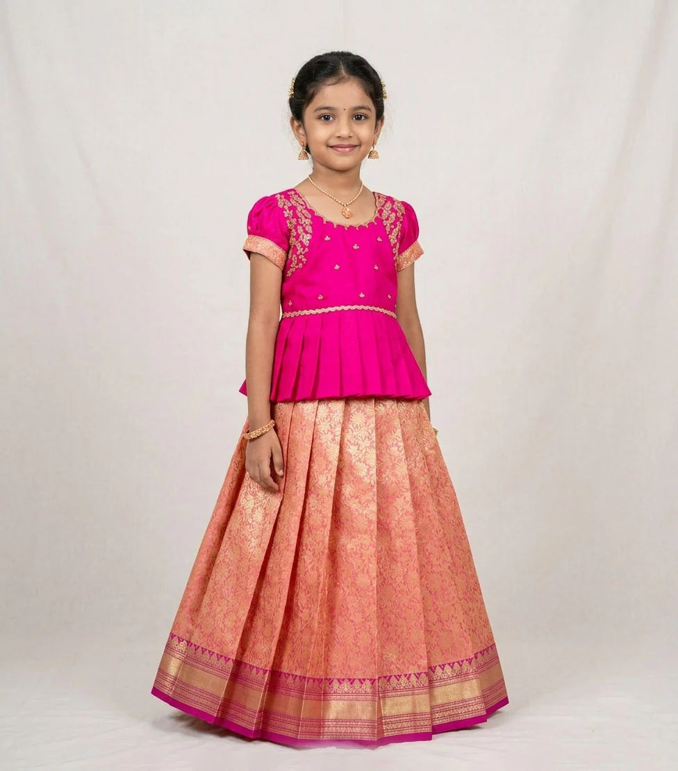 DESIGNER PINK PATTU PAVADAI