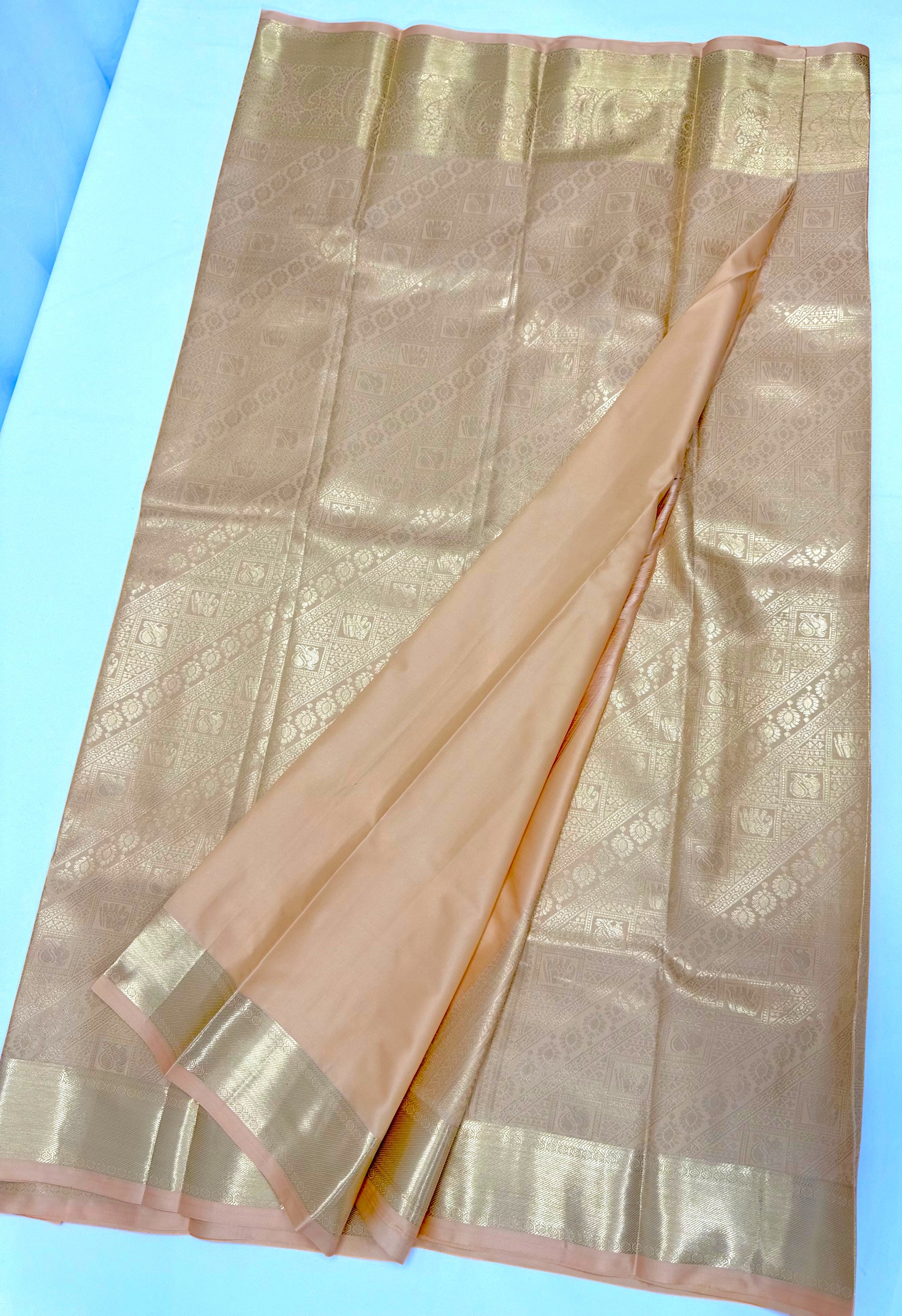 PREMIUM SEMI KANCHI SILK SAREE - PEACH