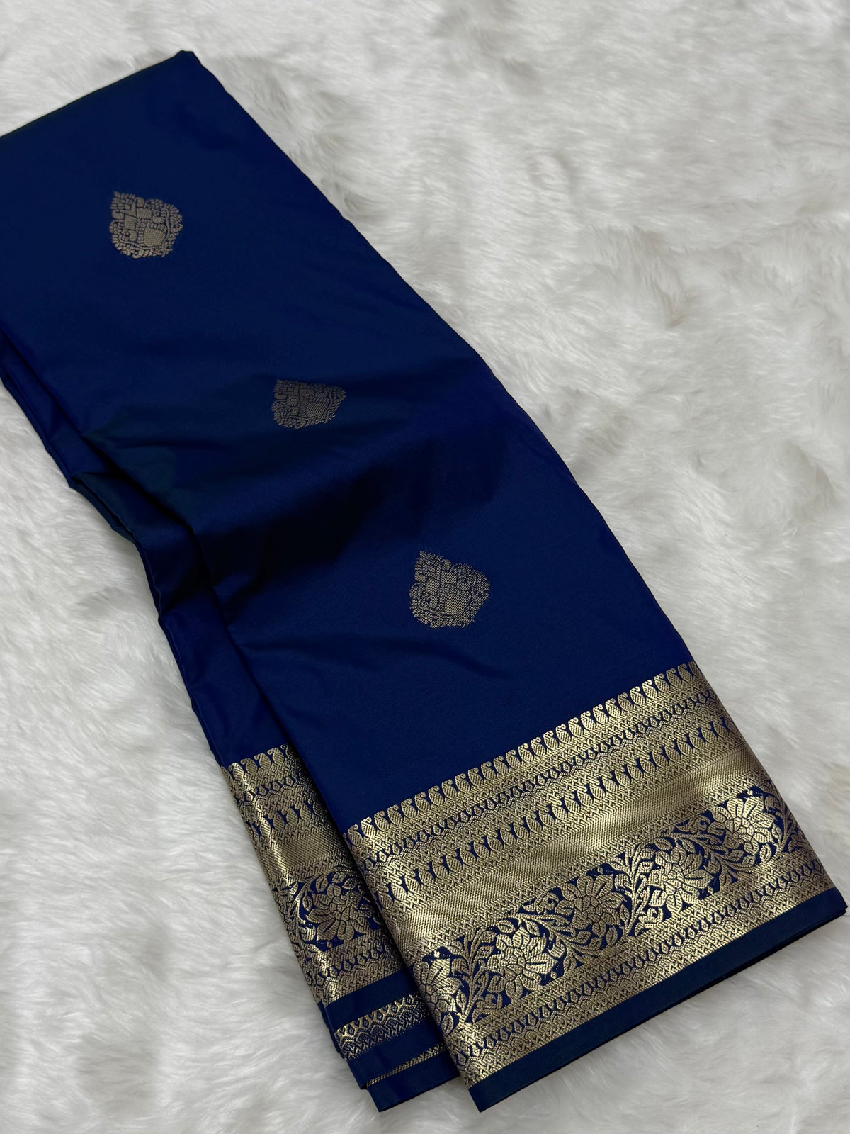 PREMIUM SEMI KANCHI SILK SAREE - NAVY BLUE