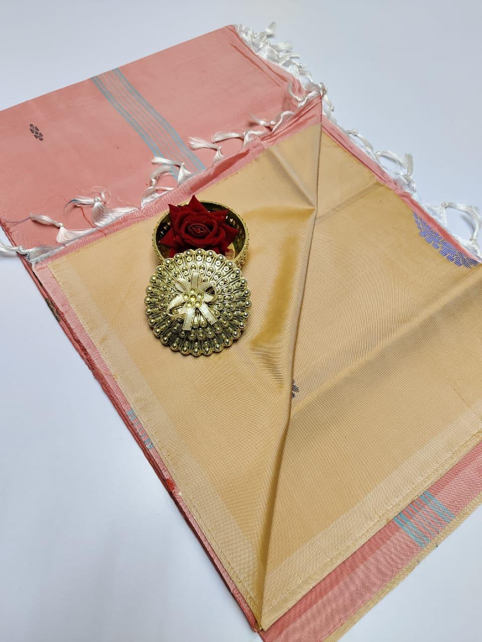 PREMIUM HANDLOOM BANANA PITH SILK SAREE - CREAM