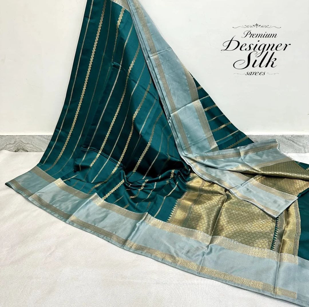 PREMIUM DESIGNER SEMI SILK SAREES - JADE GREEN
