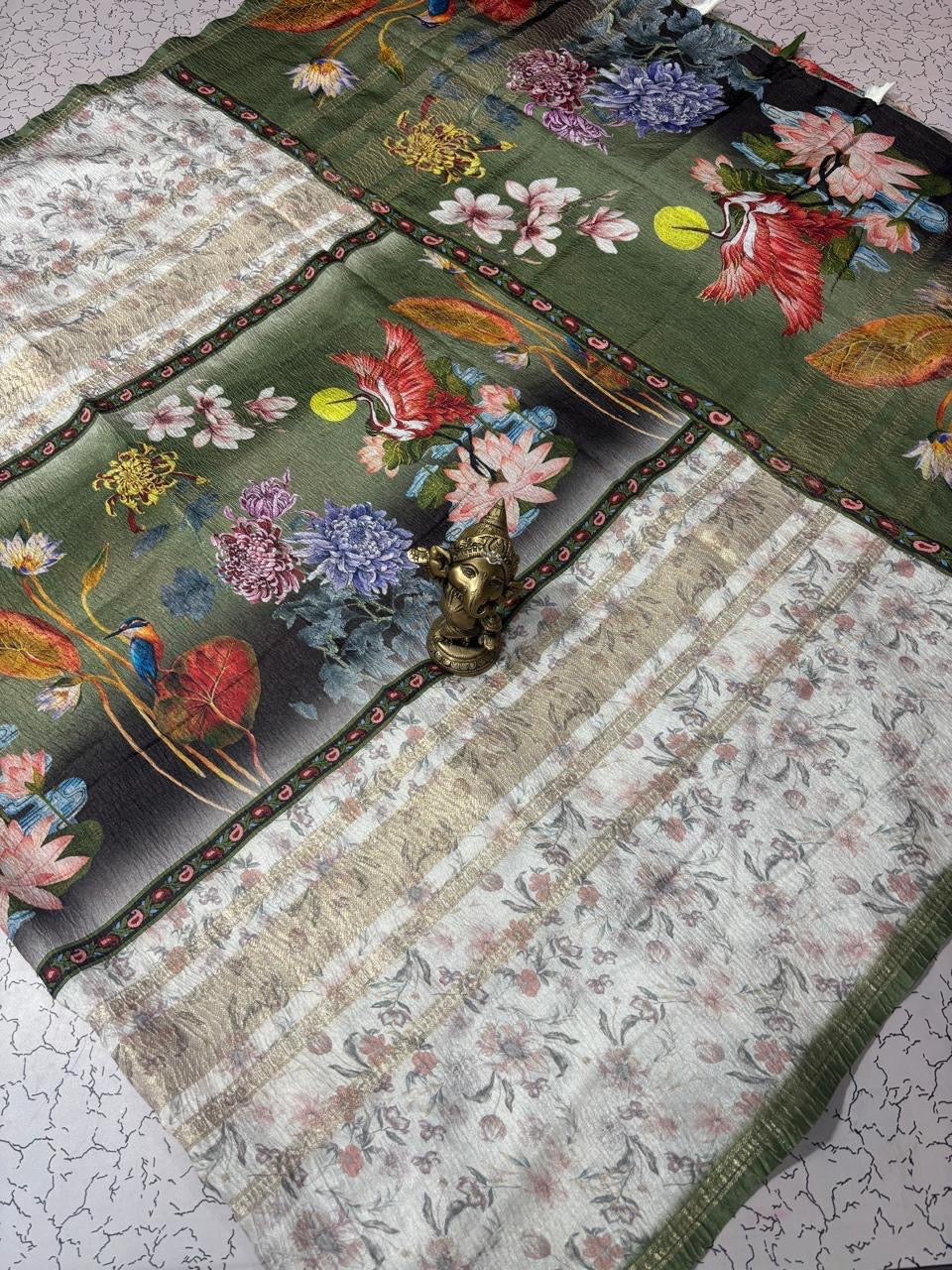 FANCY CRUSH SILK SAREE - MULTICOLOUR