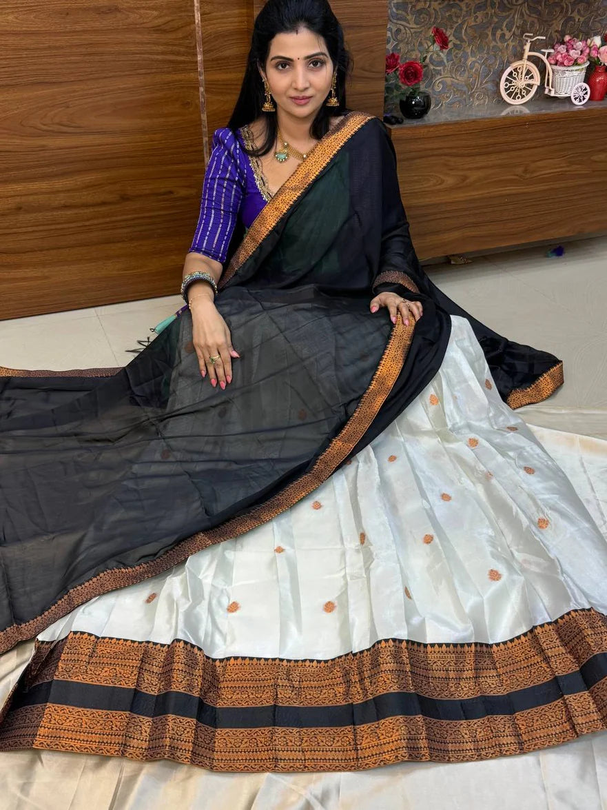 TRADITIONAL DESIGNER DHAVANI SET - BLACK