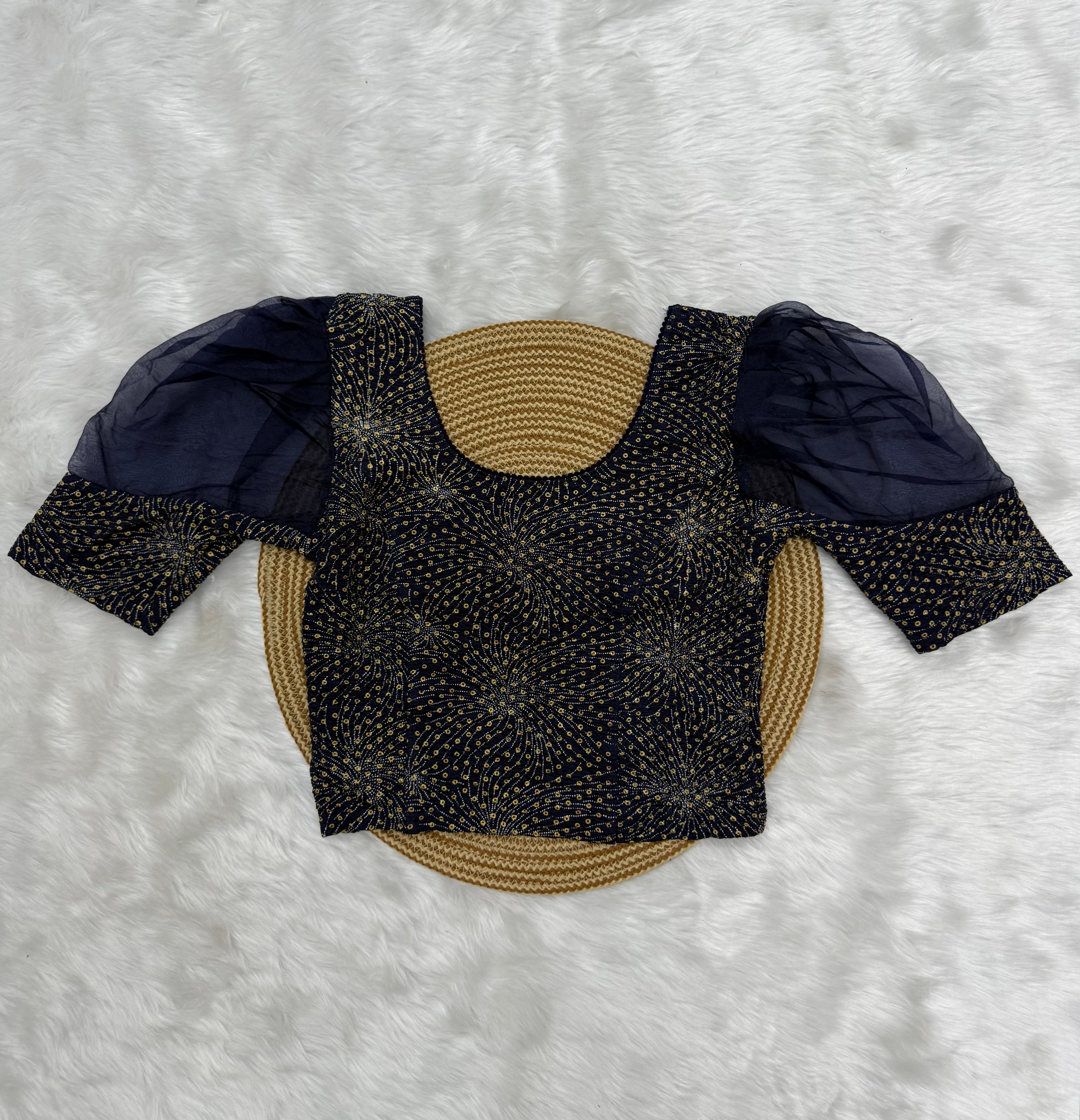 DESIGNER STRETCHABLE BLOUSE - NAVY BLUE