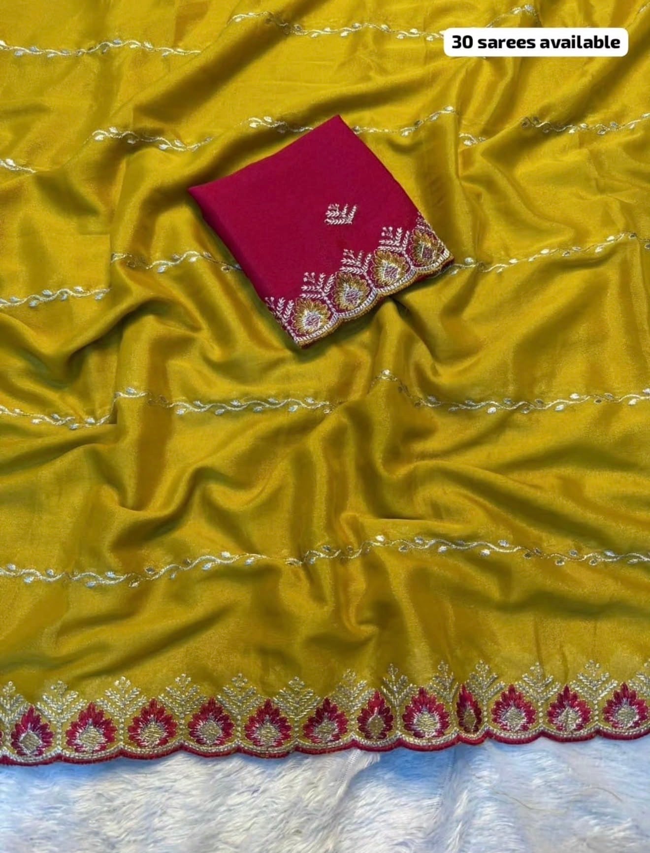 CHIFFON GEORGETTE DESIGNER SAREE - MUSTARD YELLOW