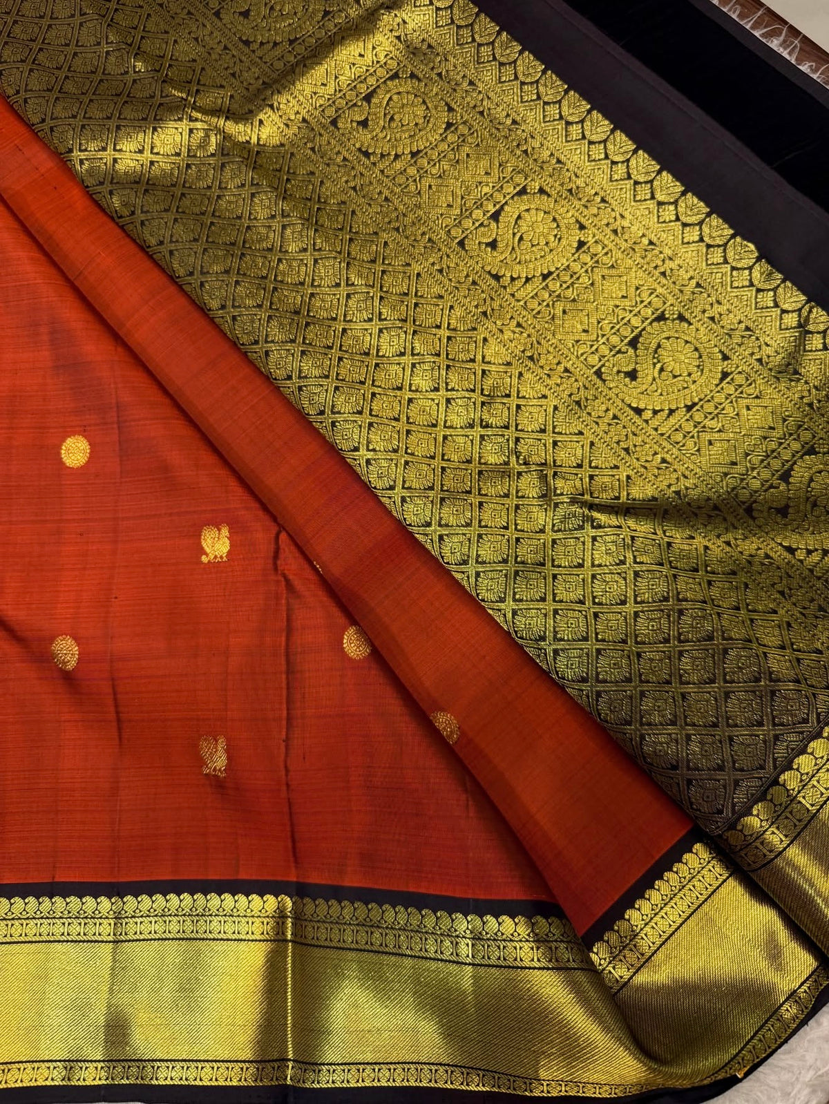 KANCHIPURAM PURE SILK SAREE | SILKMARK® CERTIFIED - RUST ORANGE