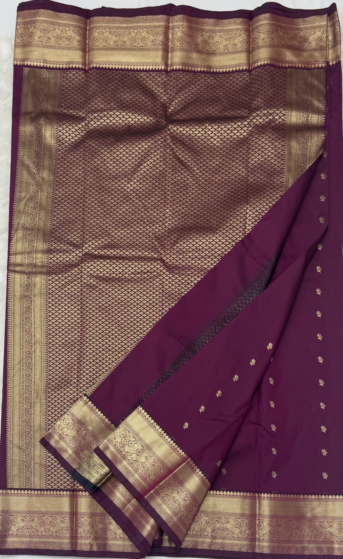 PREMIUM SEMI KANCHI SILK SAREE - WINE PURPLE