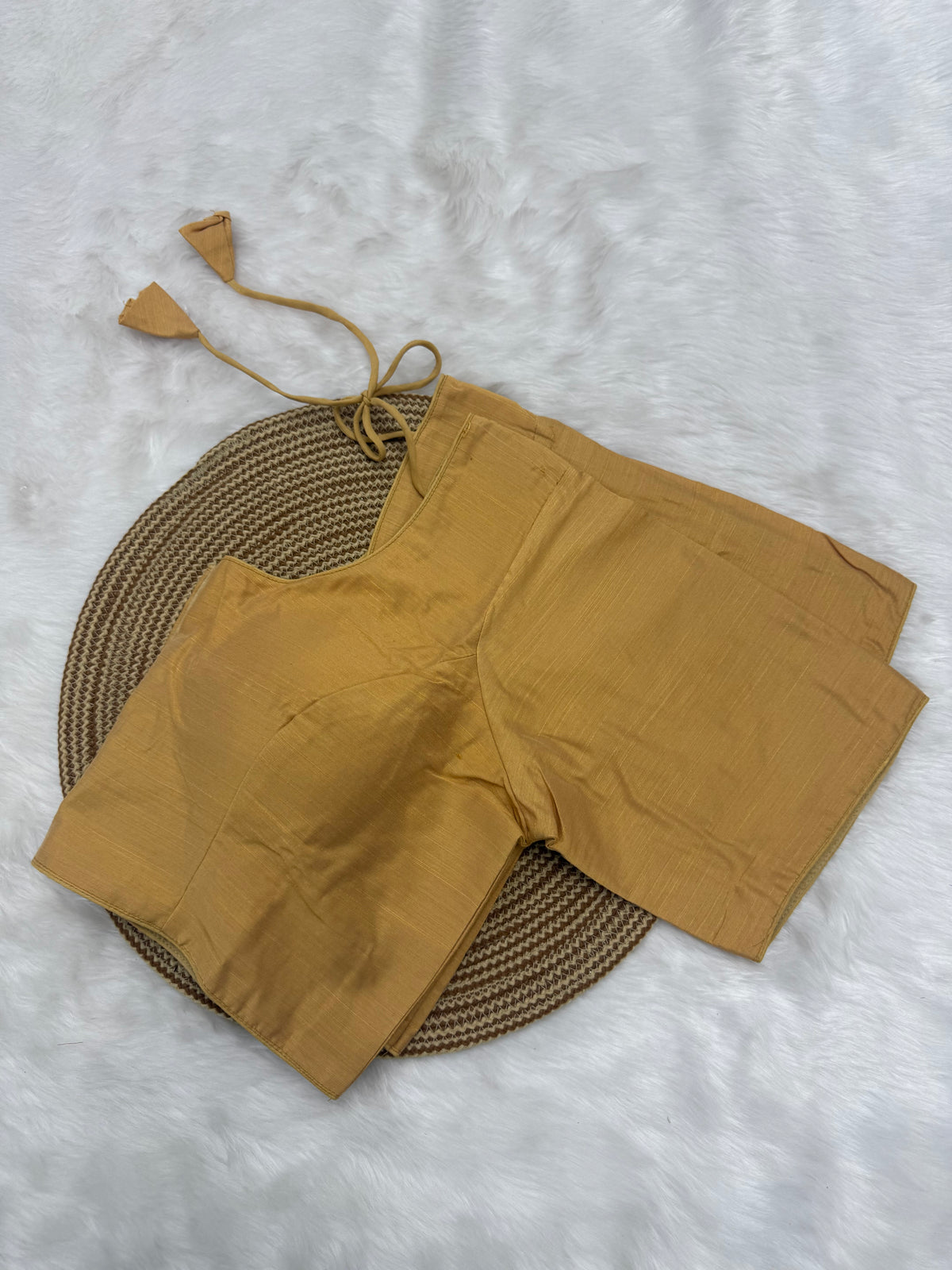 PLAIN SILK READY TO WEAR SAREE BLOUSE - SANDAL