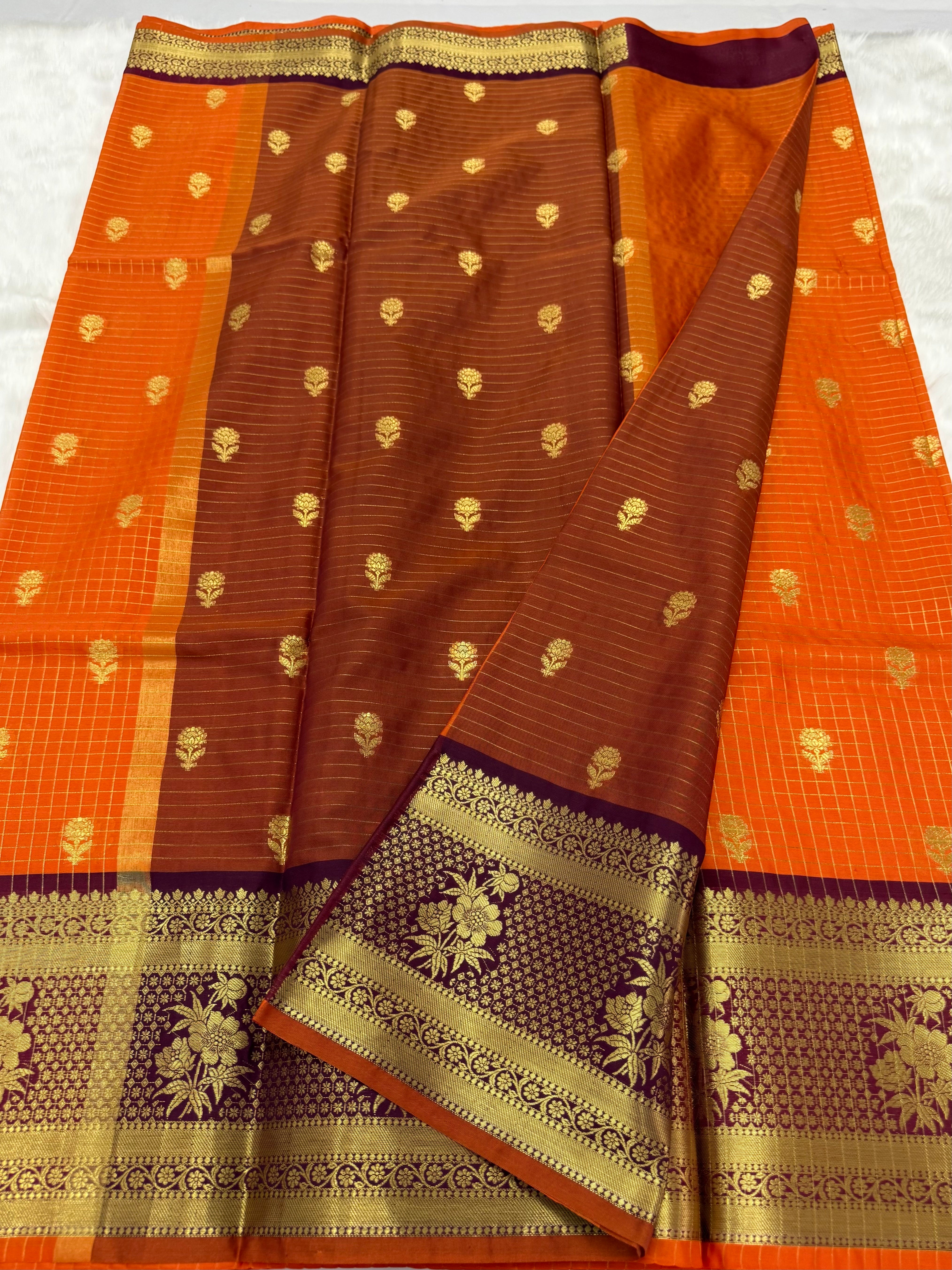 TRENDING BANARASI SILK SAREE - RUST ORANGE