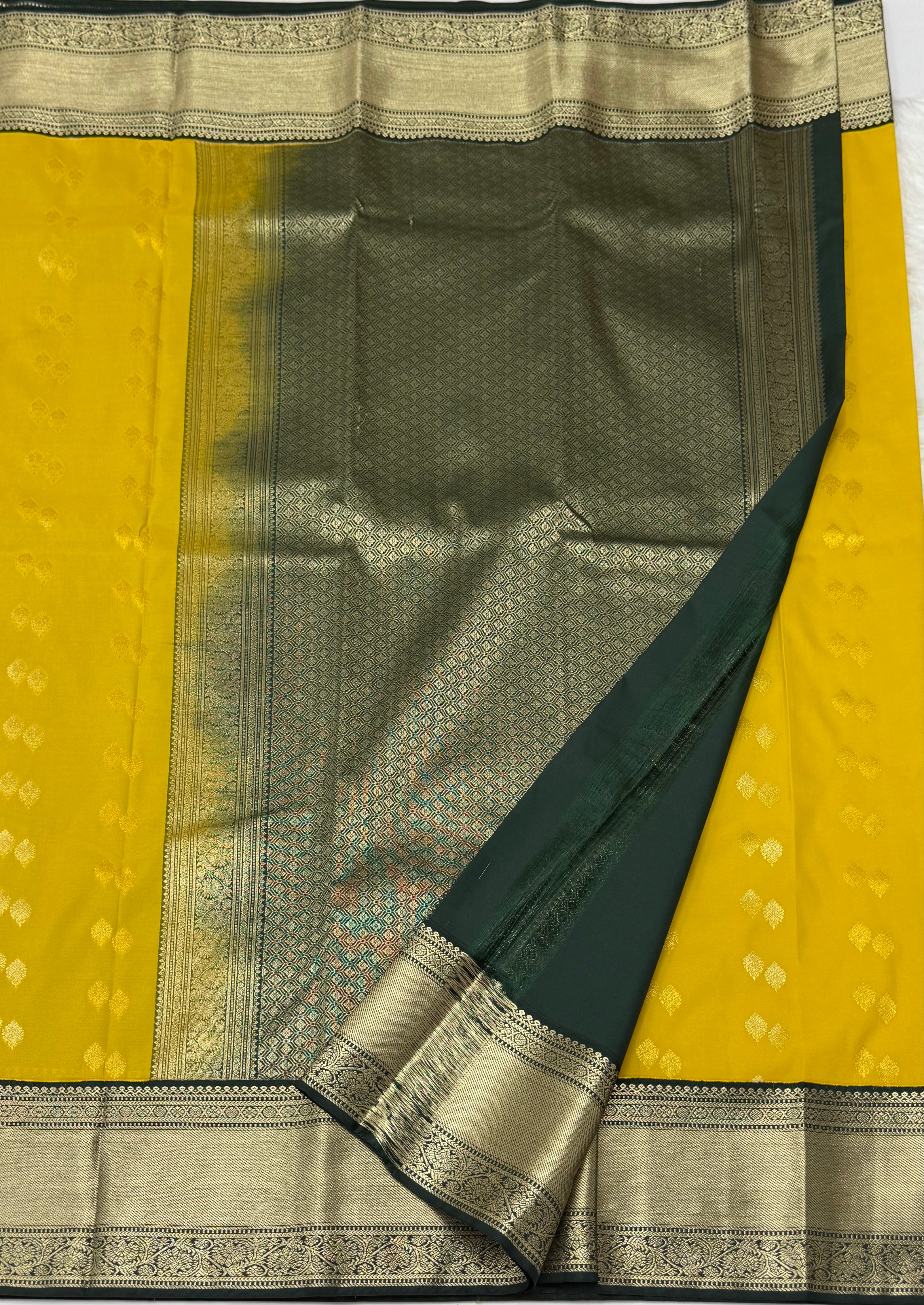 PREMIUM SEMI KANCHI SILK SAREE - CITRINE YELLOW