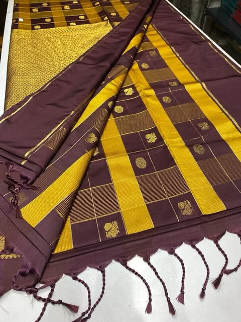 PREMIUM SAMPANGI BROWN PAALUM PAZHAMUM SAREE
