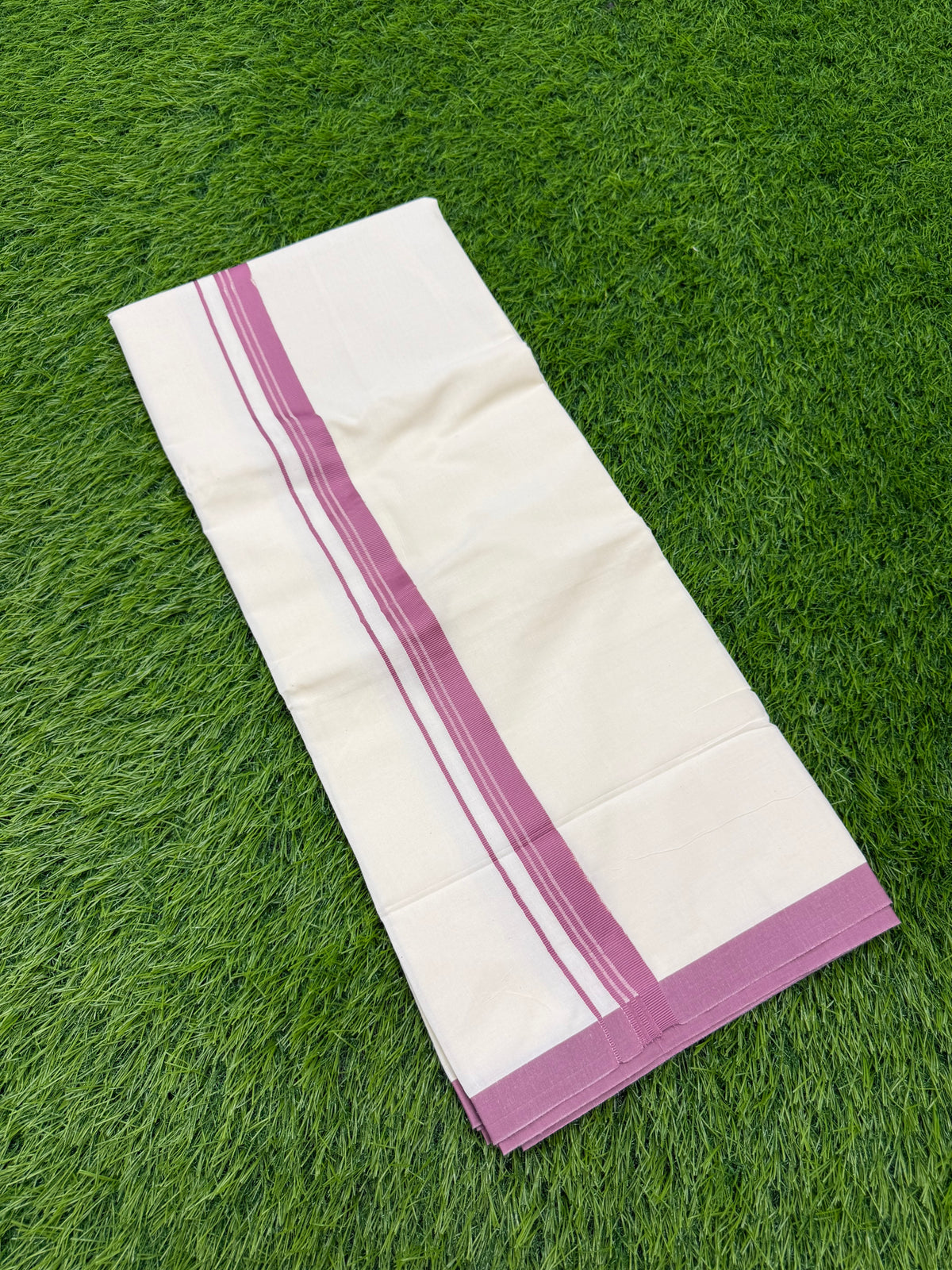 MEN'S CREAM DOUBLE DHOTI WITH FANCY BORDER