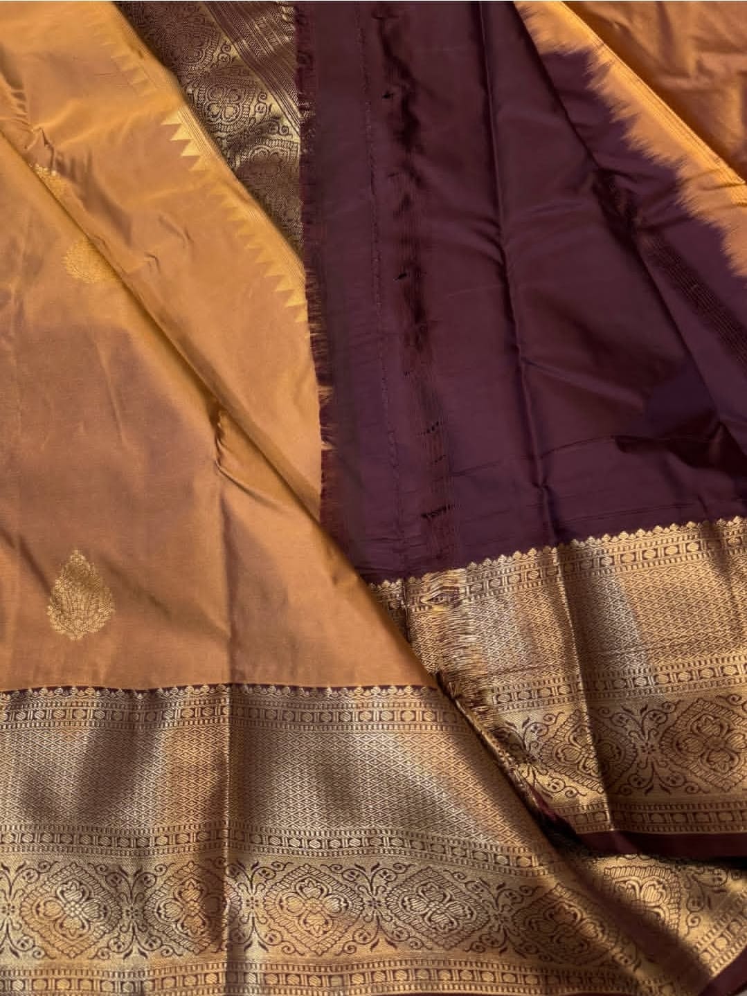 PREMIUM SEMI KANCHI SILK SAREE - PASTEL PEACH