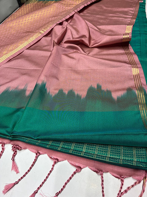 PREMIUM TEAL MAUVE PAALUM PAZHAMUM SAREE
