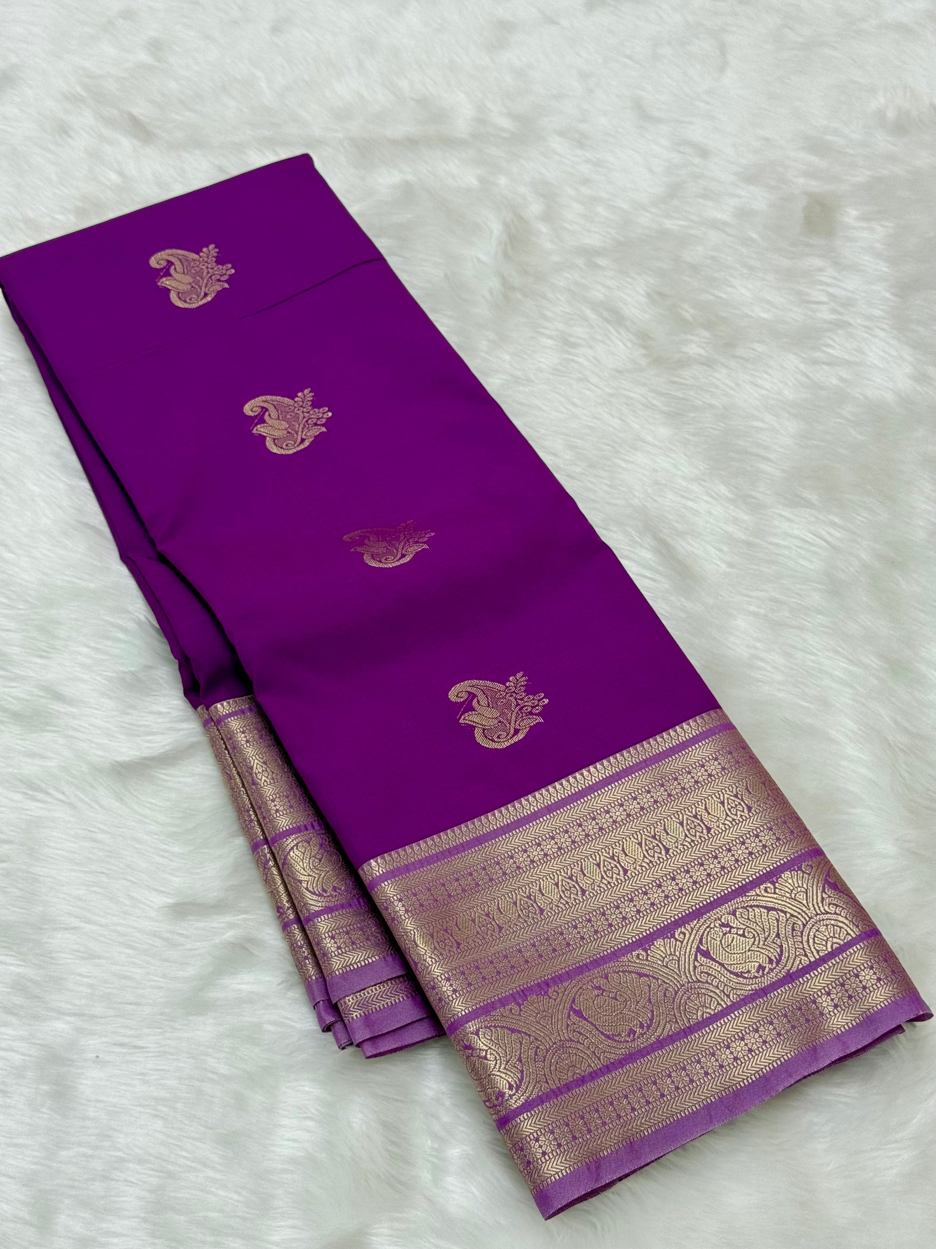 PREMIUM SEMI KANCHI SILK SAREE - VIOLET